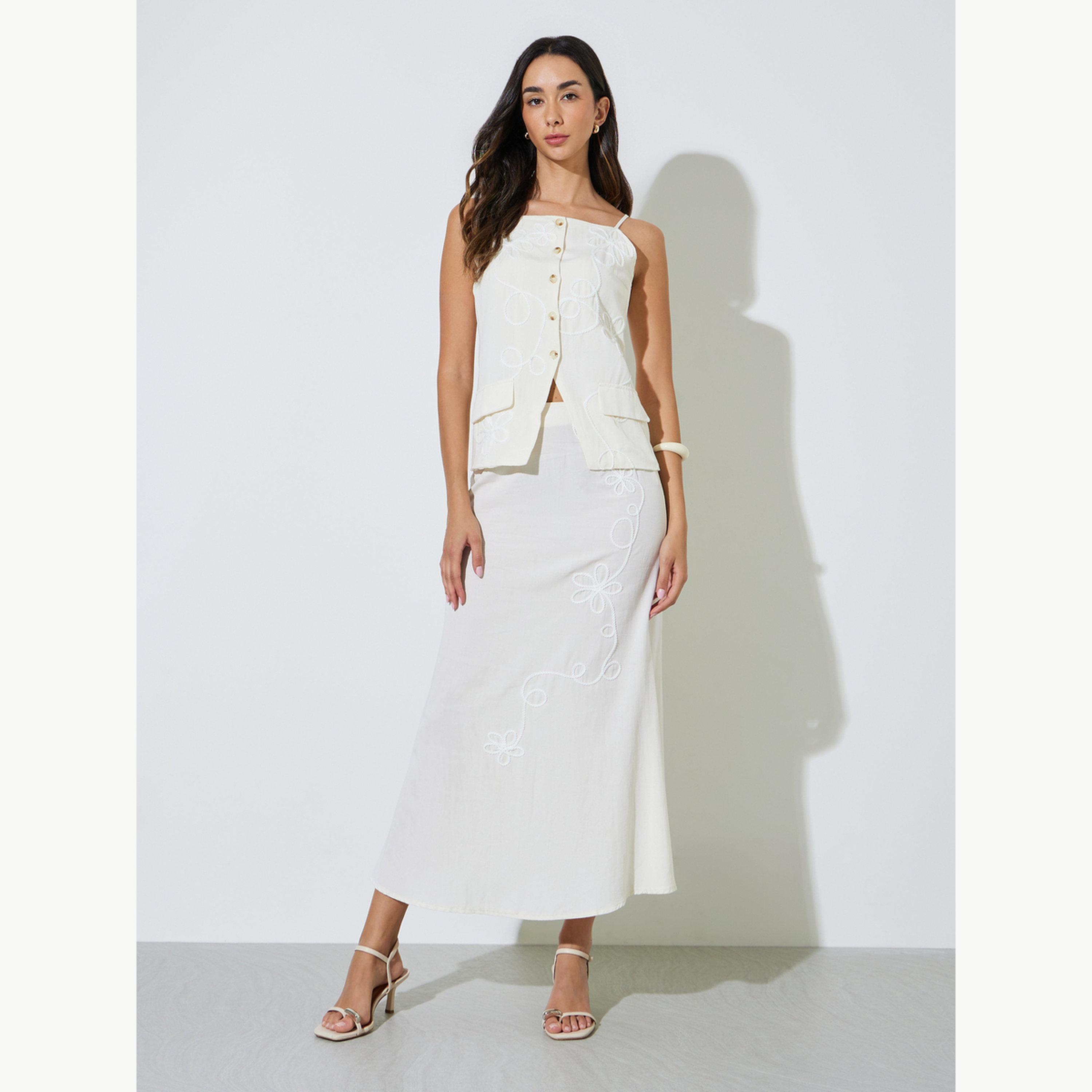 Styli Off White Embroidered Strappy Waistcoat-women-clothing-shirtsandblouses-blouses-image-2