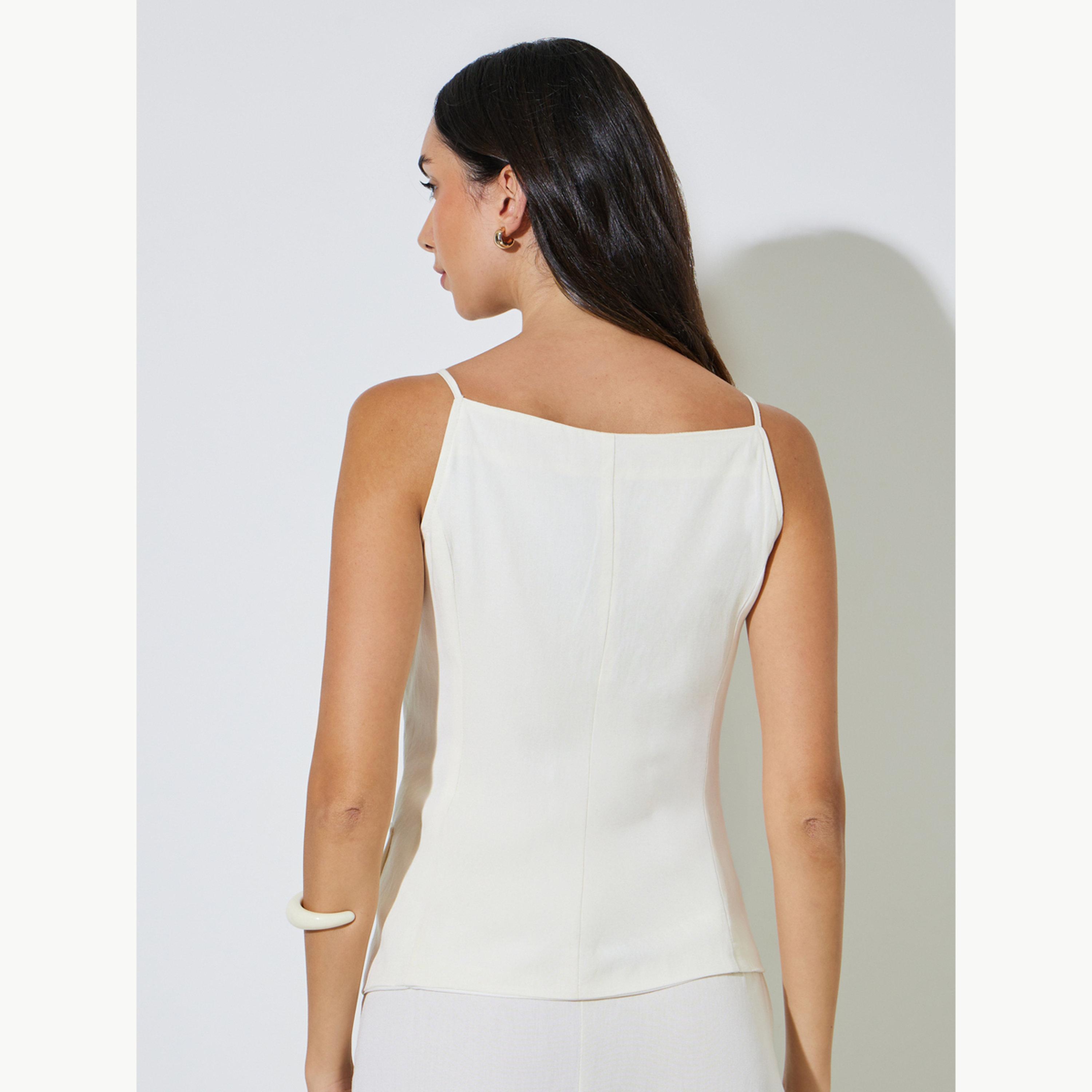 Styli Off White Embroidered Strappy Waistcoat-women-clothing-shirtsandblouses-blouses-image-4