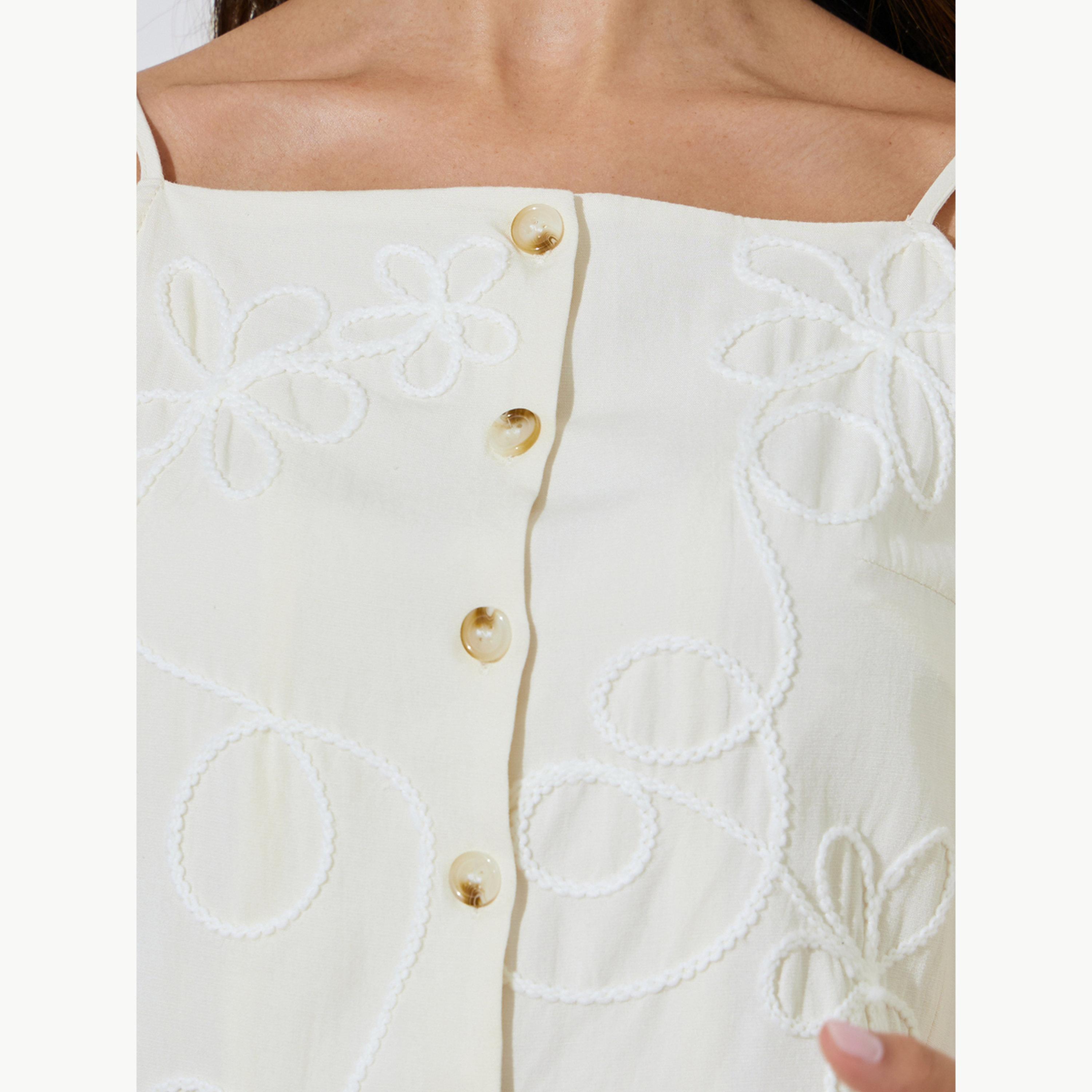 Styli Off White Embroidered Strappy Waistcoat-women-clothing-shirtsandblouses-blouses-image-5