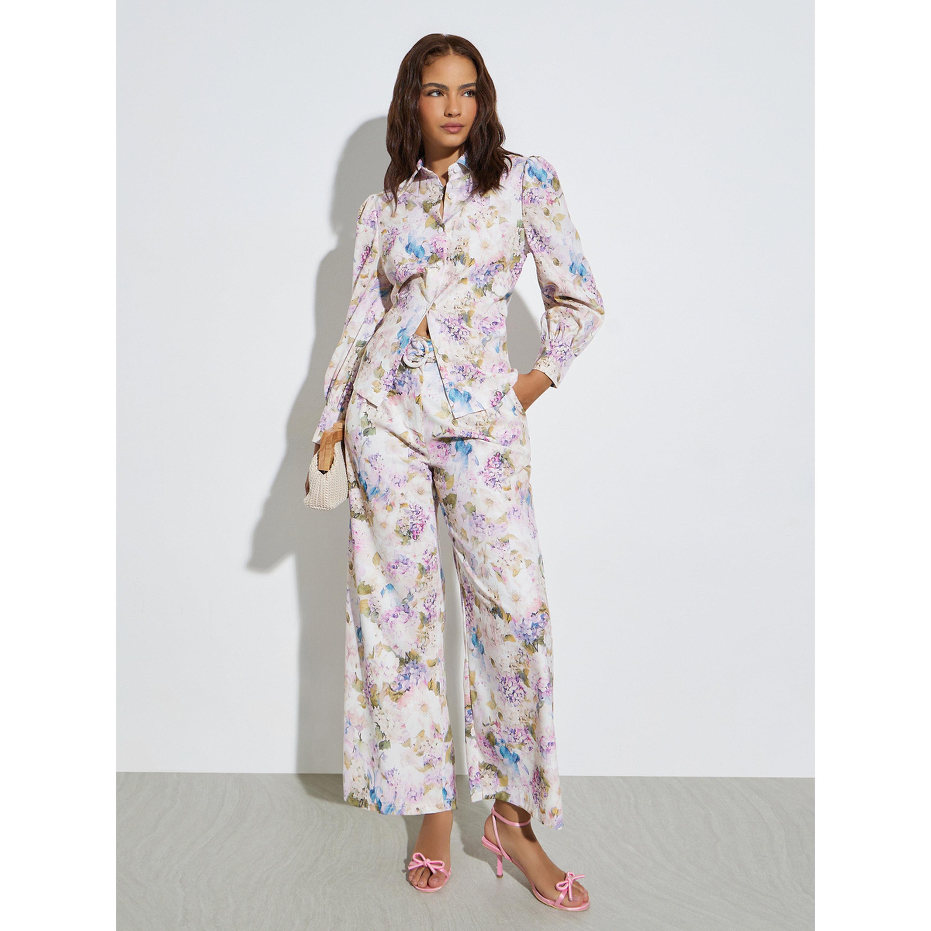 Styli Off White Floral Print Long Sleeve Shirt-women-clothing-shirtsandblouses-shirts-image-2