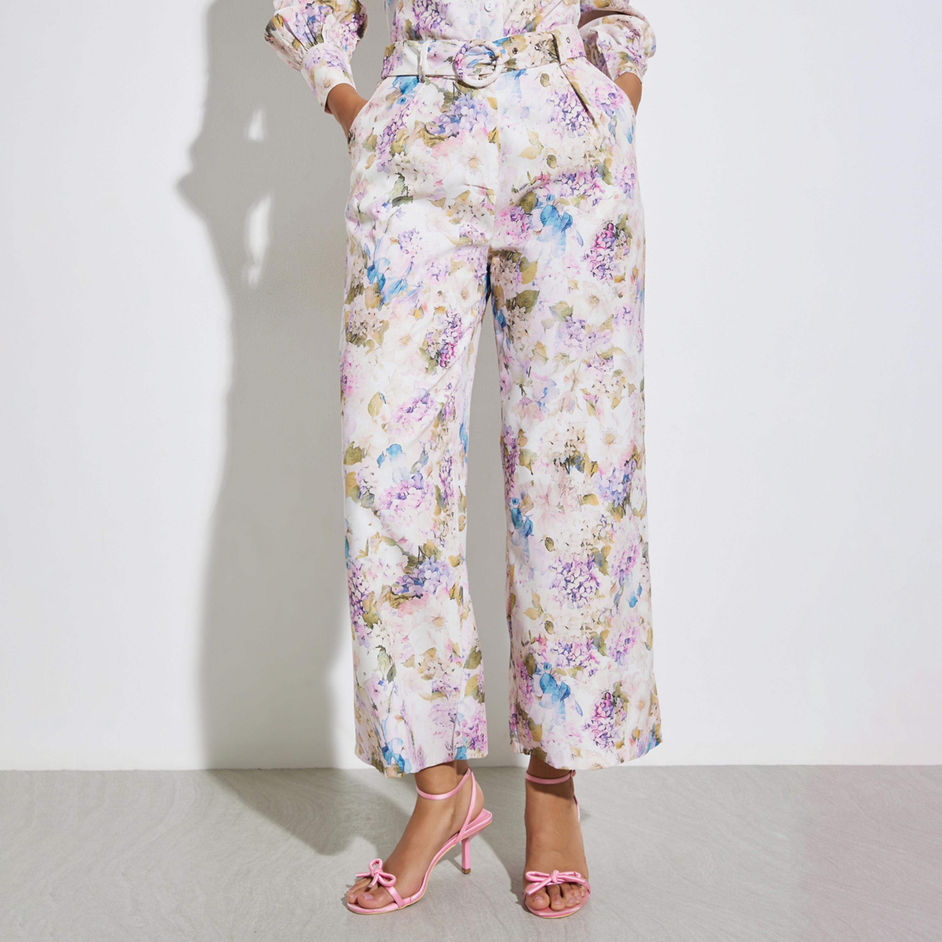 بنطال بأرجل واسعة وطبعة زهور-women-clothing-bottoms-trousers-image-1
