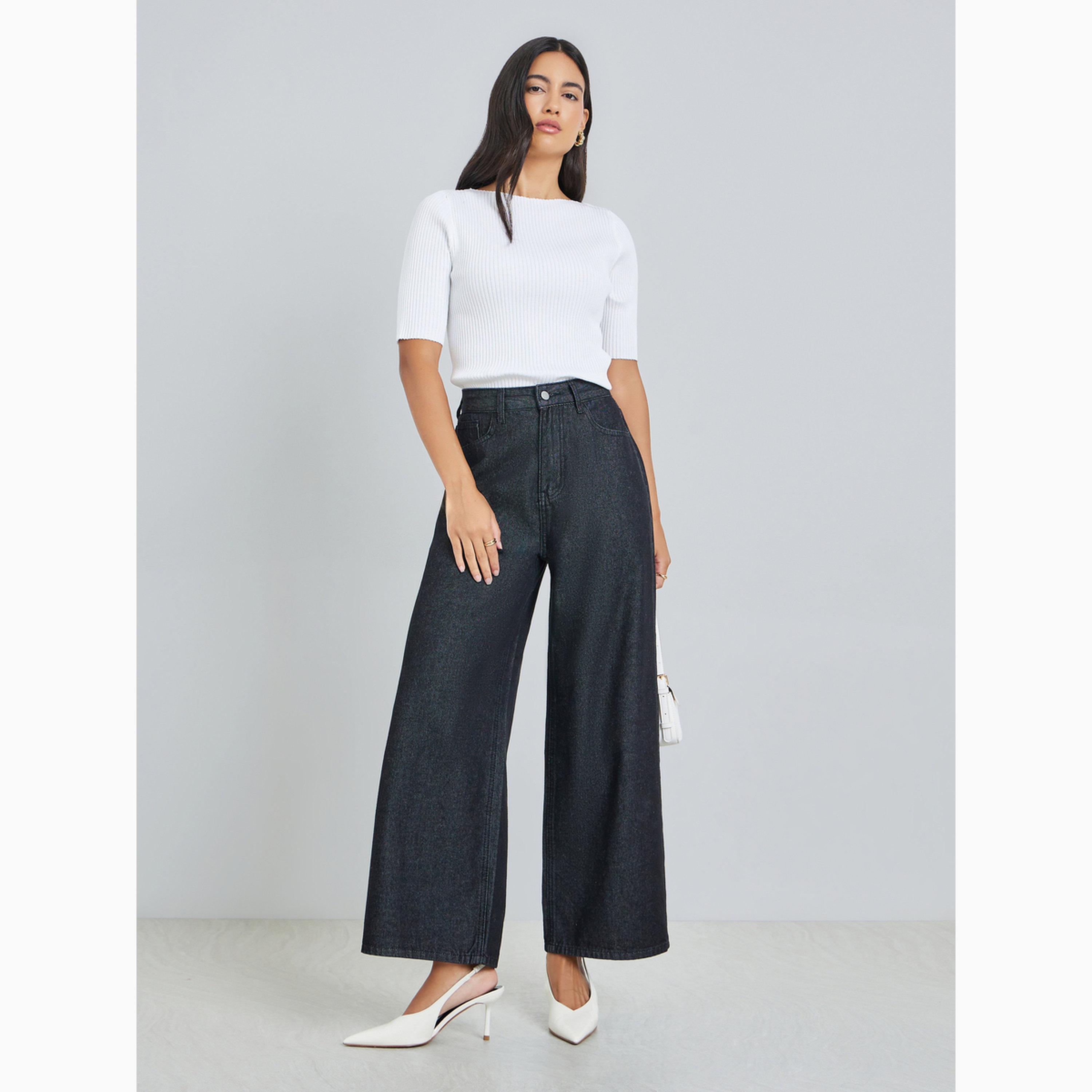 توب أوف وايت سادة بحياكة مسطحة وأكمام قصيرة-women-clothing-tshirts-image-2