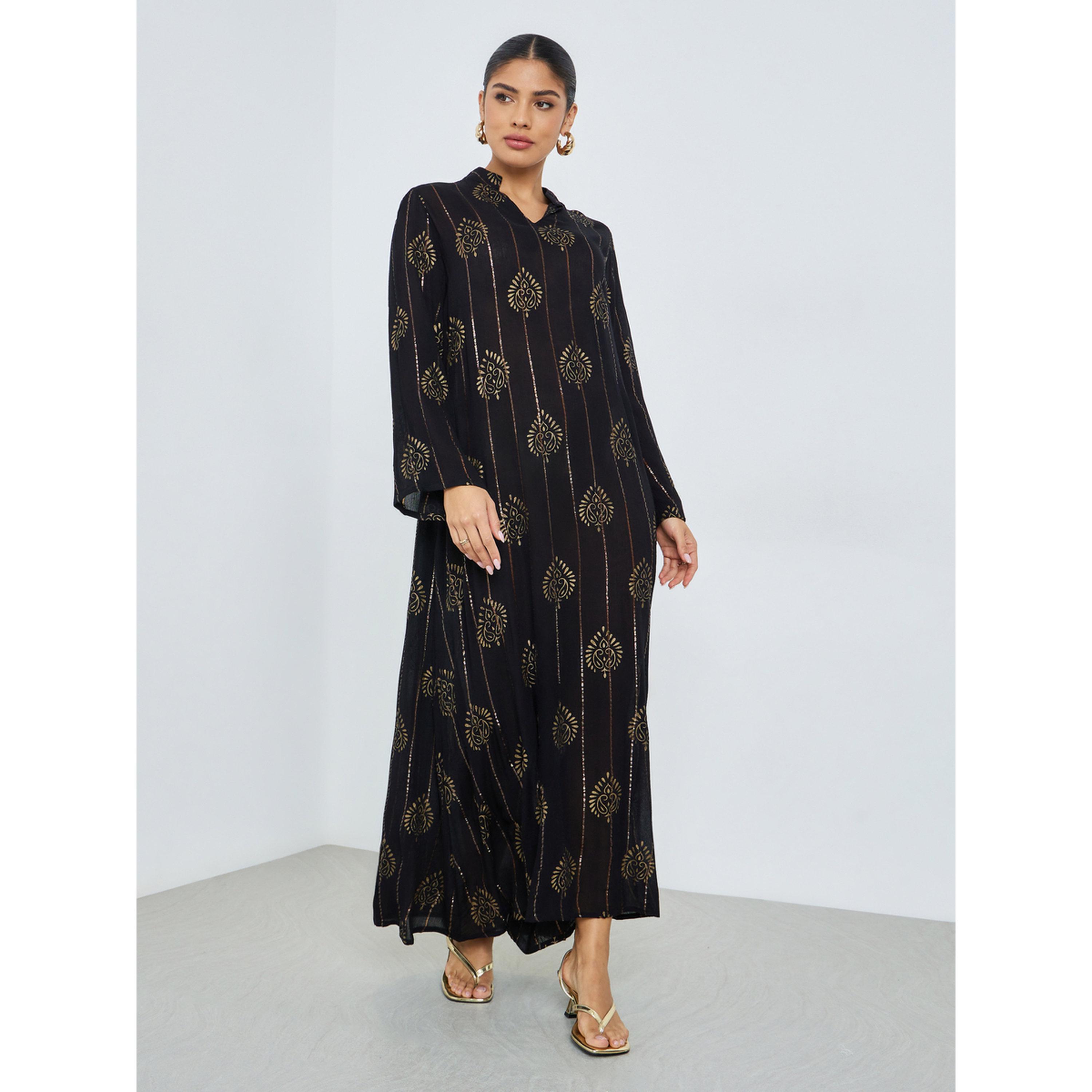جلابية بطبعة رقائق معدنية-women-arabicclothing-jalabiyas-image-1