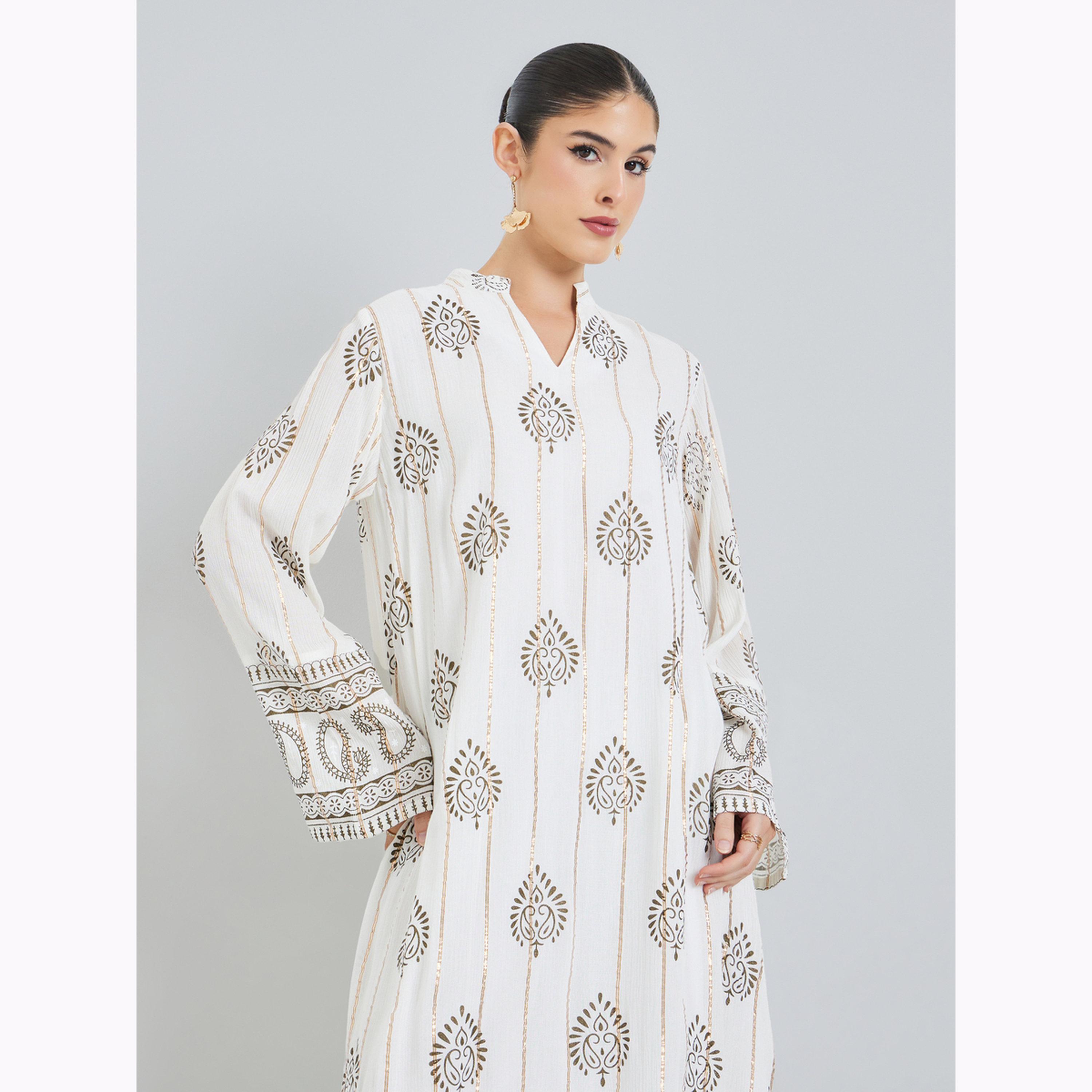 جلابية بياقة وطبعة فويل-women-arabicclothing-jalabiyas-image-2