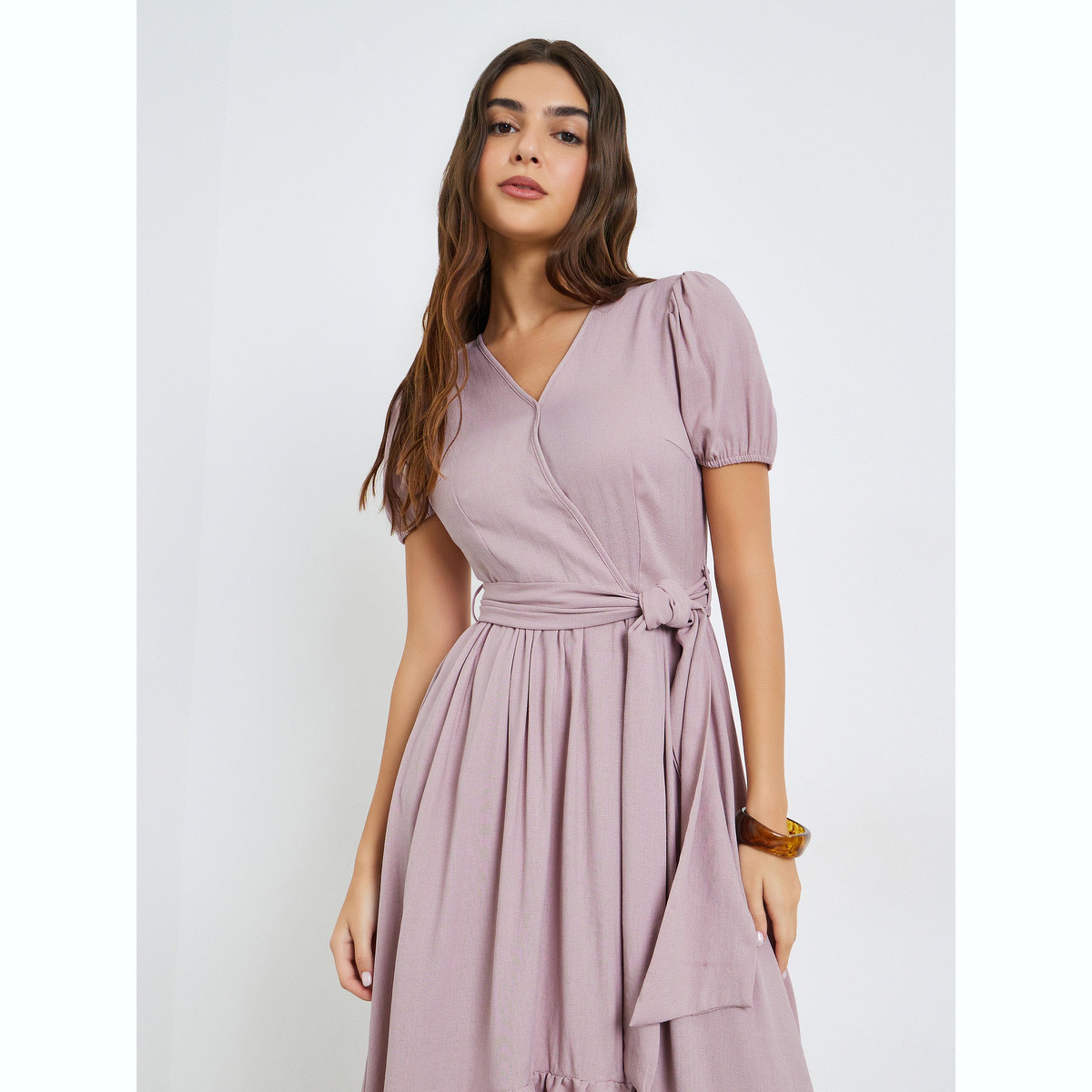فستان طويل لف بأكمام منفوخة-women-clothing-dresses-image-2