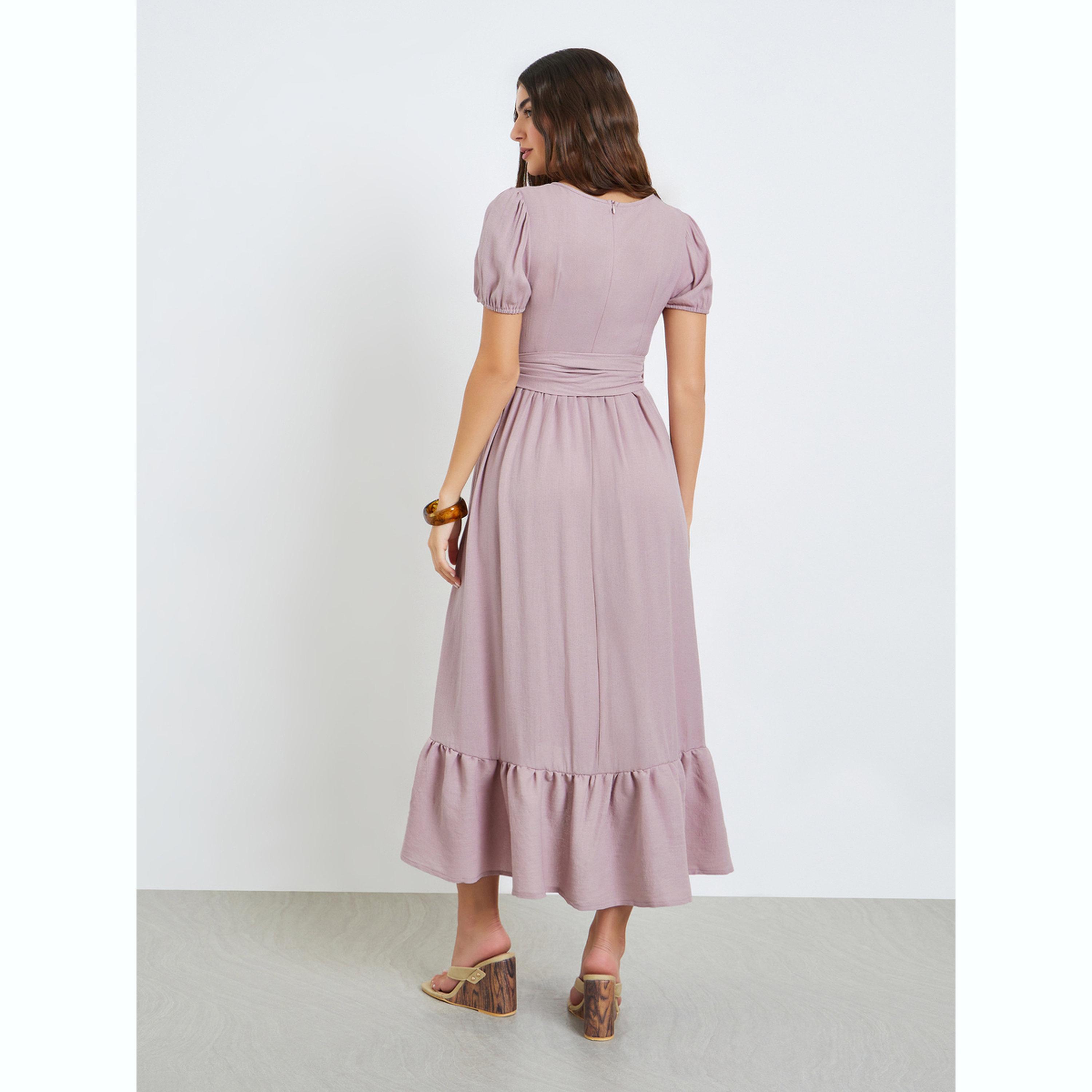 فستان طويل لف بأكمام منفوخة-women-clothing-dresses-image-4