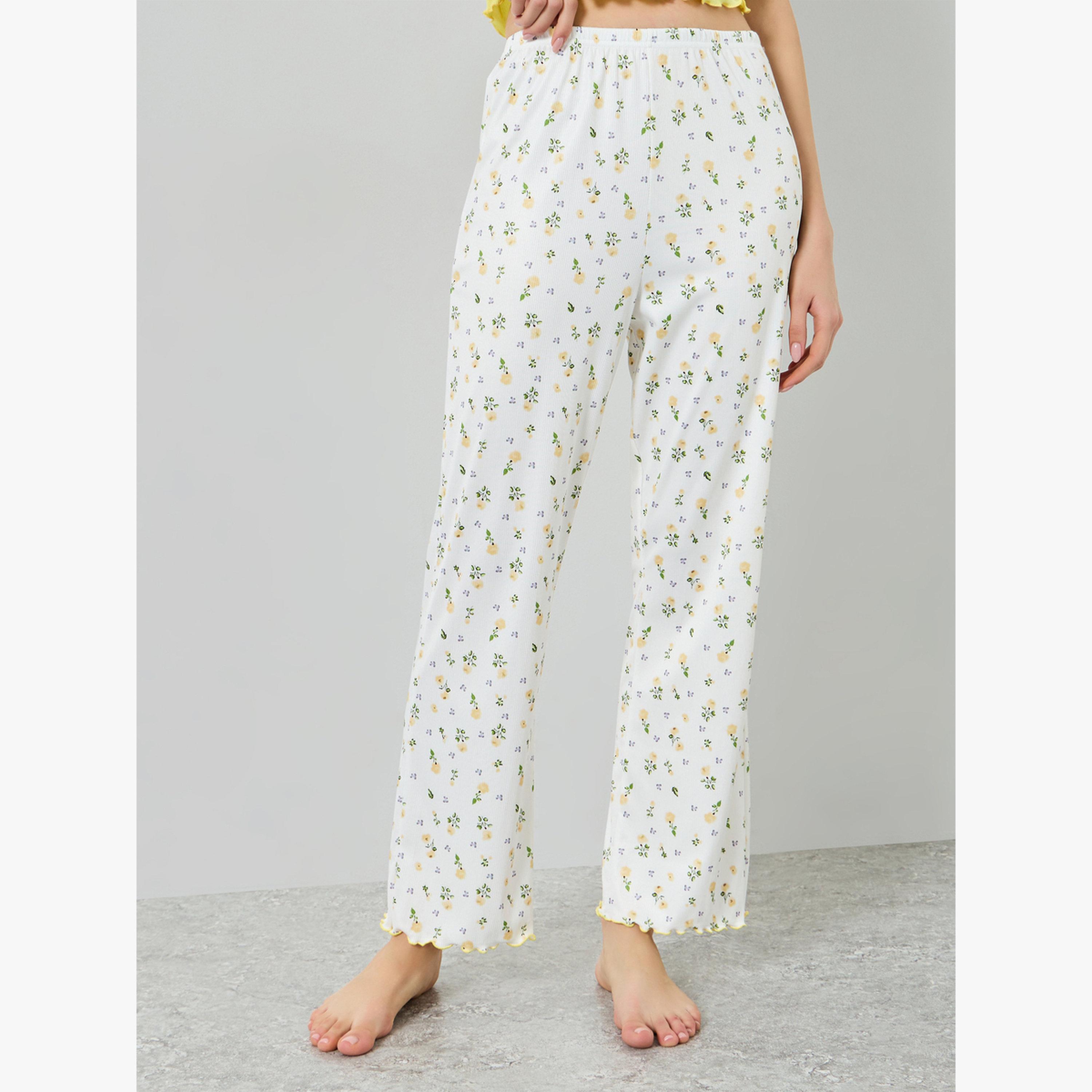 مجموعة من كامي بتفاصيل دانتيل وبيجاما أزهار-women-clothing-nightwear-pyjamas-longsets-image-4