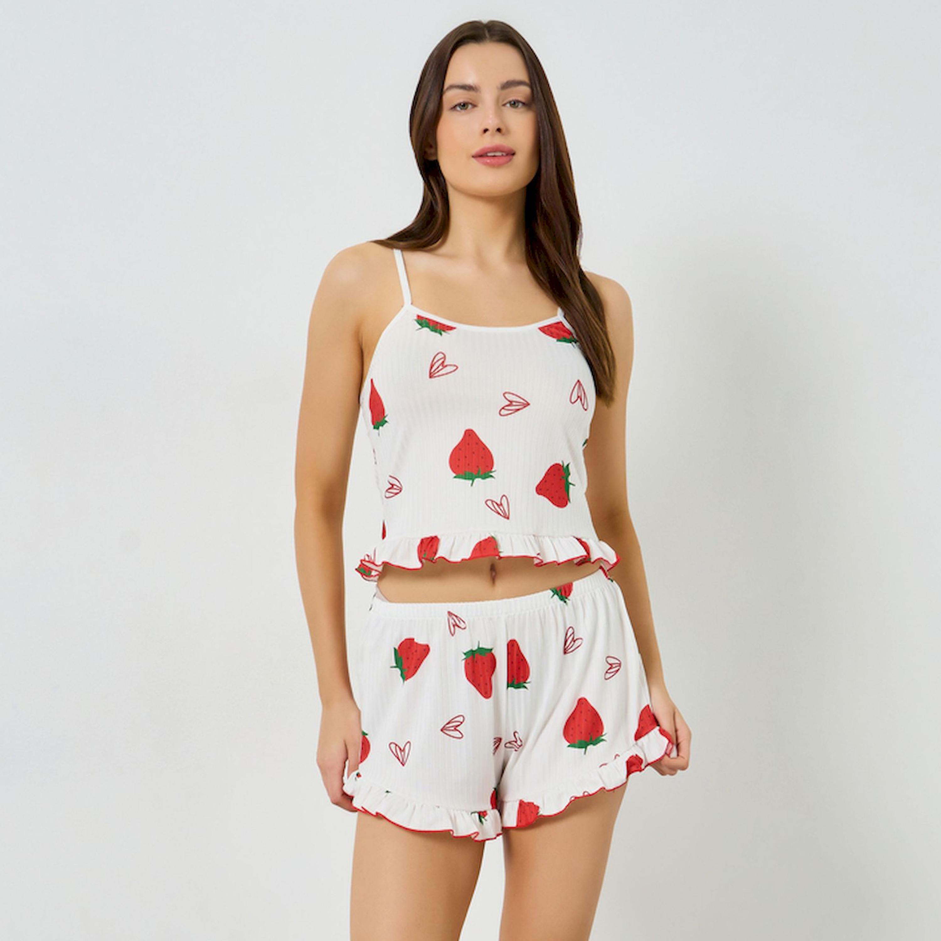 Styli Strawberry Print Cami and Shorts Sets-women-clothing-nightwear-pyjamas-shortsets-image-1