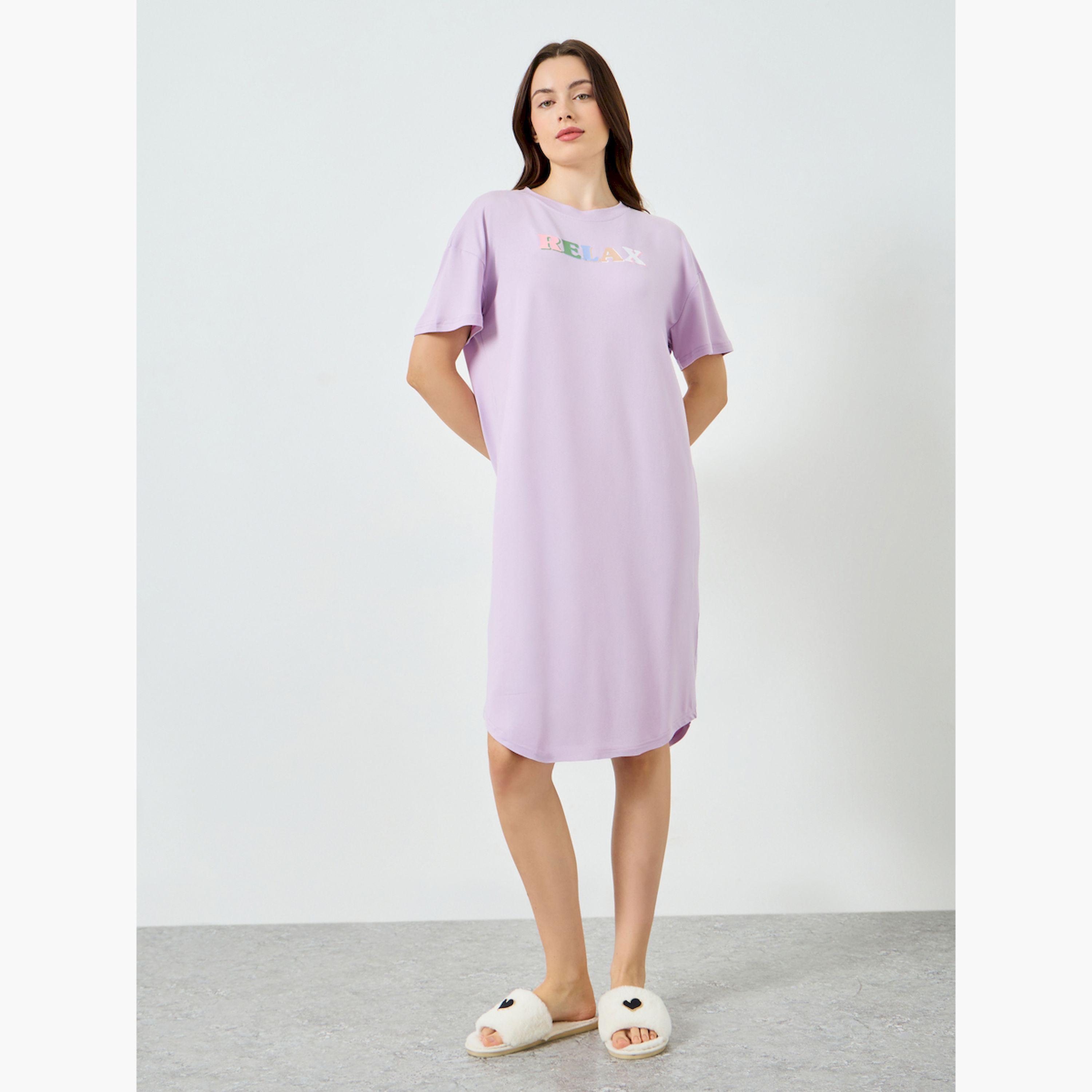 قميص نوم مطبوع بأكمام قصيرة-women-clothing-nightwear-nighties-image-2