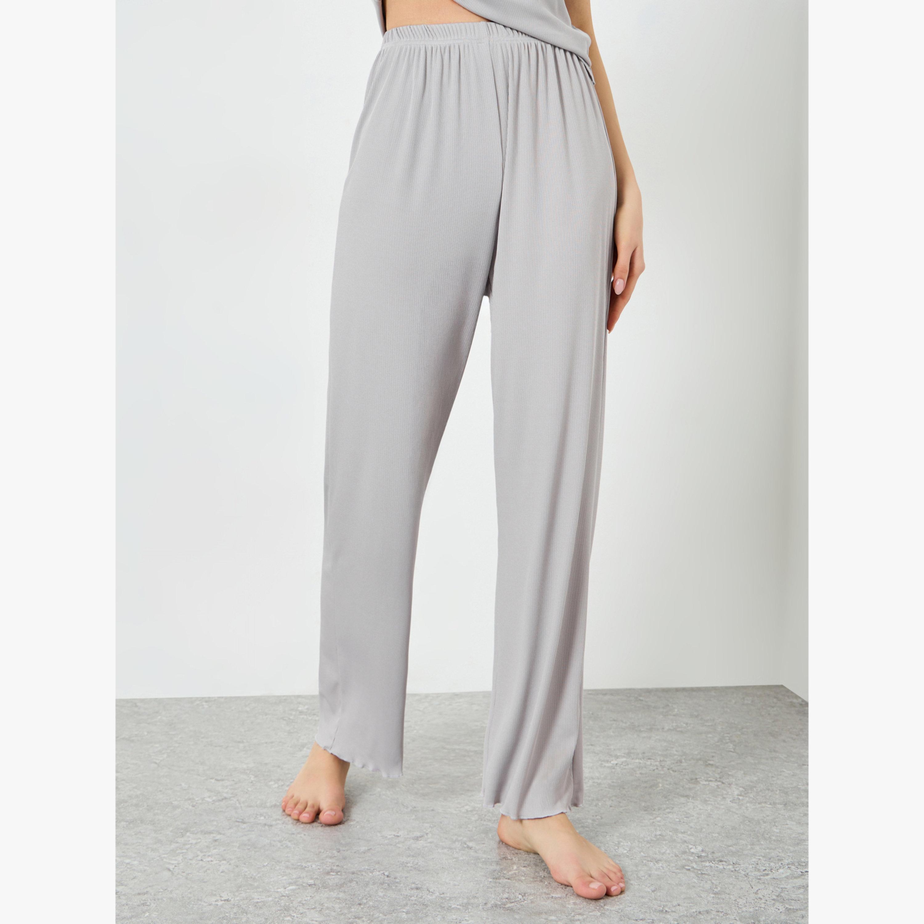 مجموعة من تيشيرت كات مضلع بدون أكمام وبيجاما-women-clothing-nightwear-pyjamas-longsets-image-4