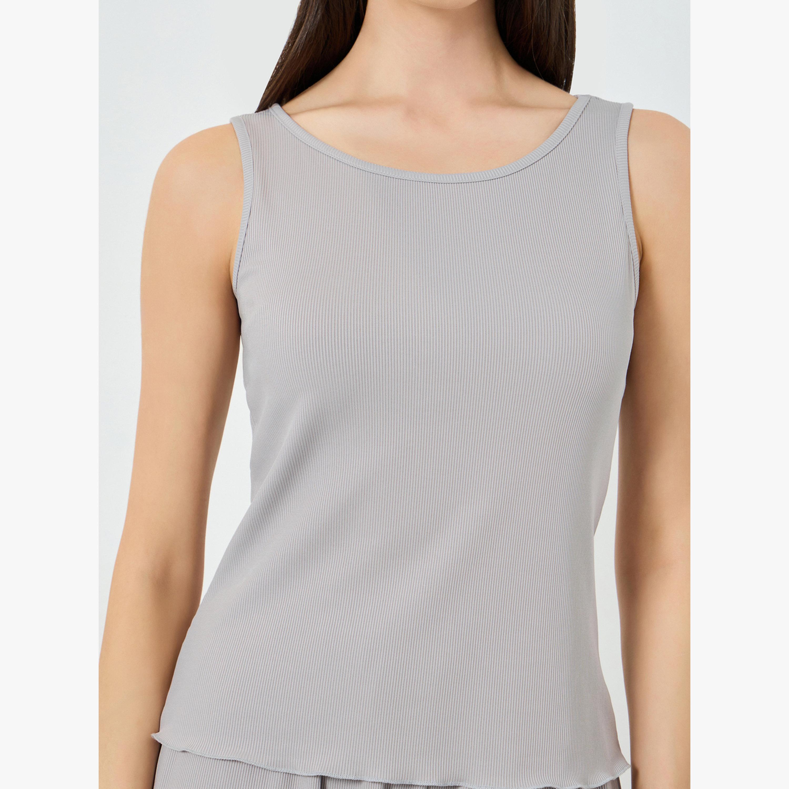 مجموعة من تيشيرت كات مضلع بدون أكمام وبيجاما-women-clothing-nightwear-pyjamas-longsets-image-5