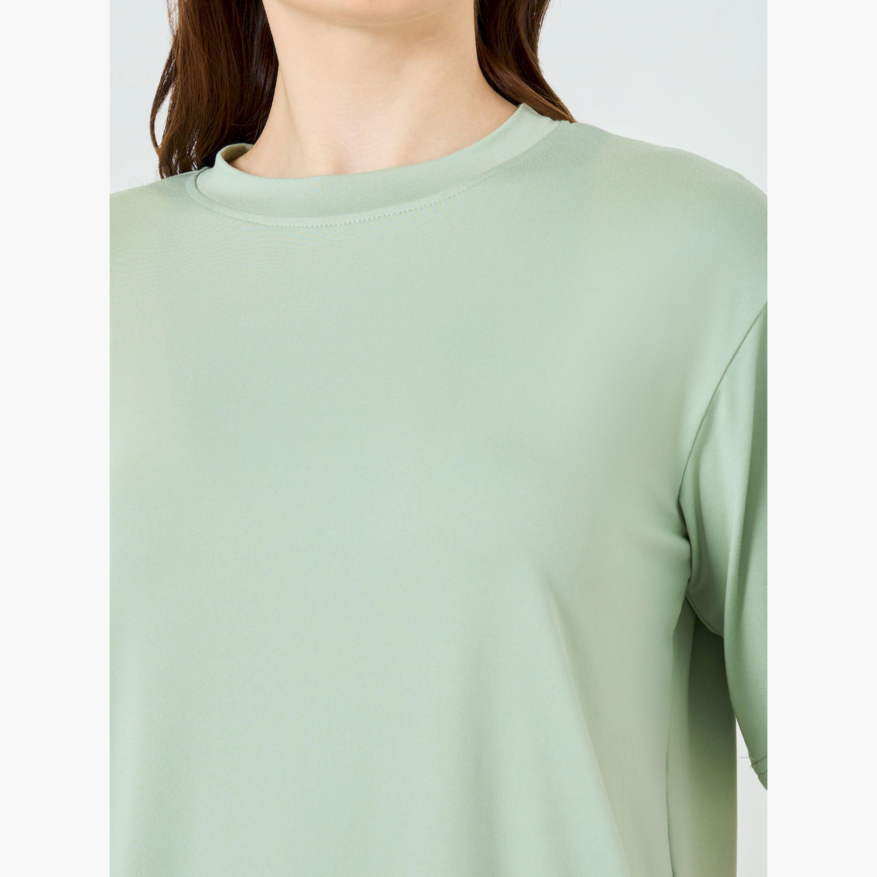 Styli Green Short Sleeve T-Shirt and Striped Pyjama Set-women-clothing-nightwear-pyjamas-longsets-image-5