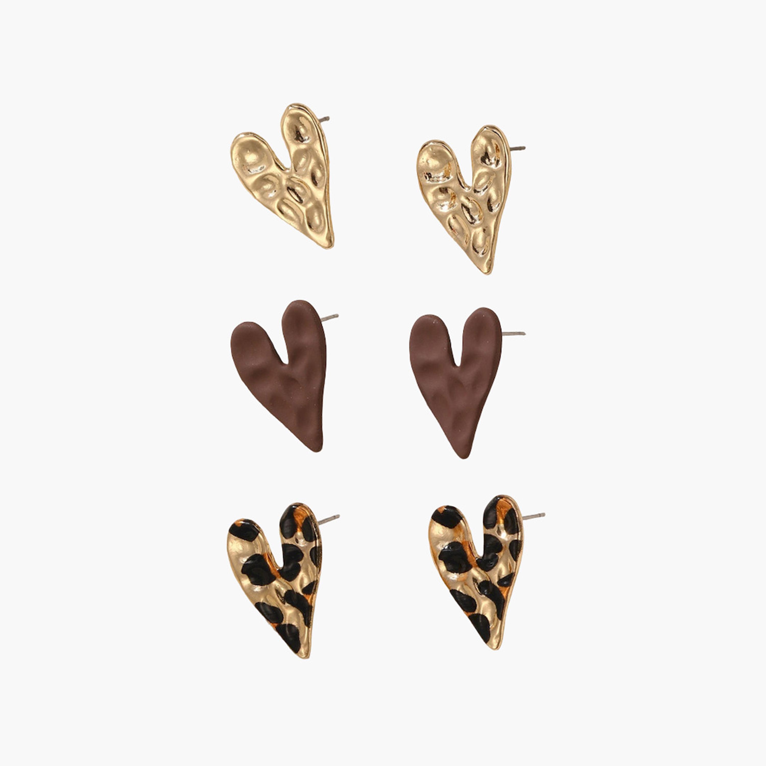 مجموعة من 3 أزواج أقراط بتصميم قلب-women-watchesandjewellery-jewellery-earrings-image-1
