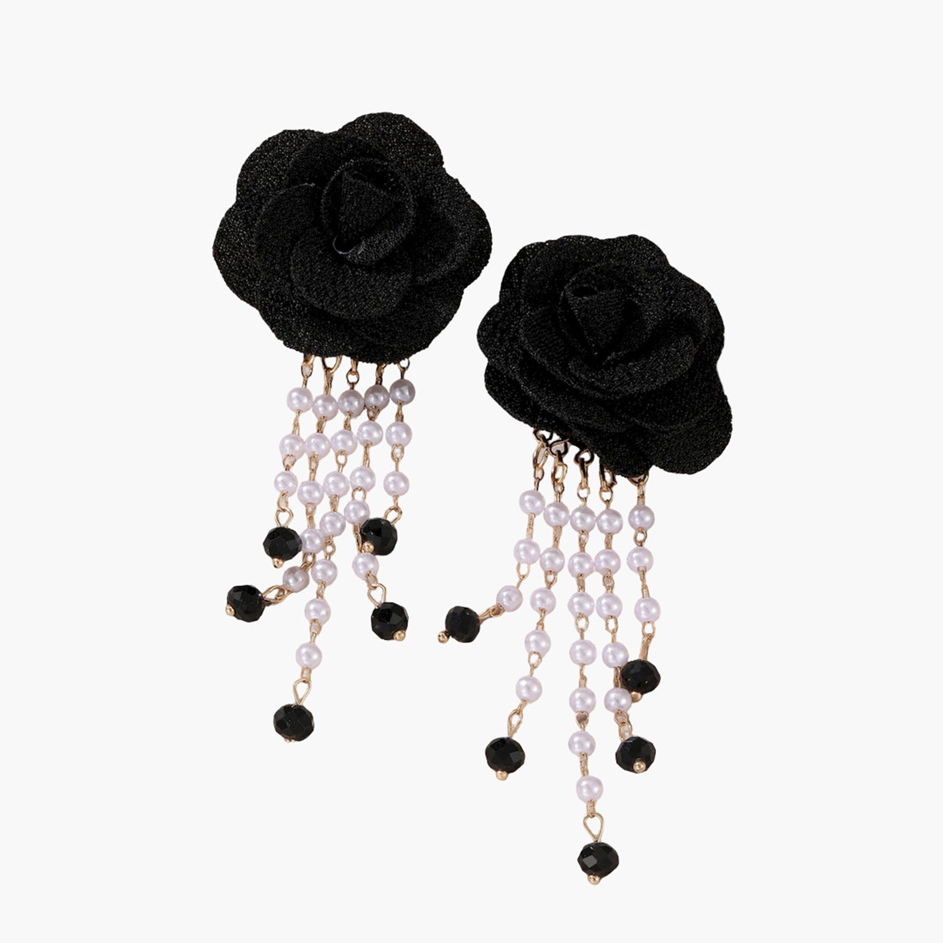 أقراط زهور بلؤلؤ صناعي وراينستون-women-watchesandjewellery-jewellery-earrings-image-1