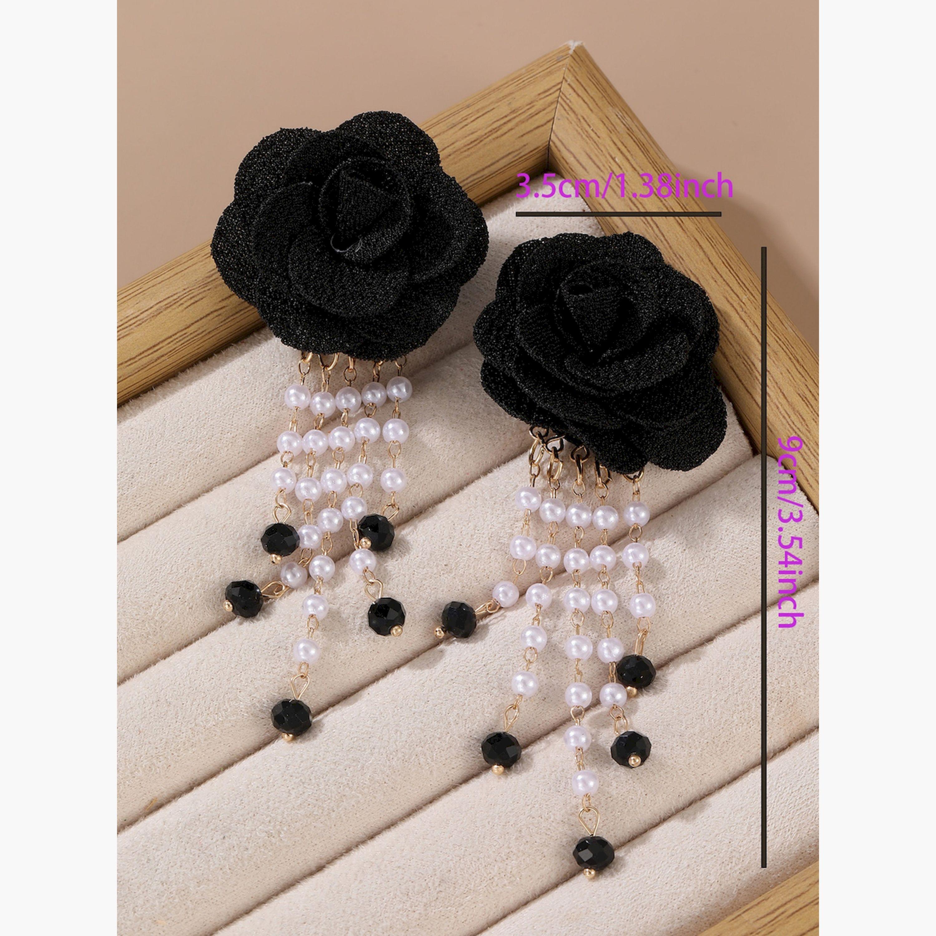 أقراط زهور بلؤلؤ صناعي وراينستون-women-watchesandjewellery-jewellery-earrings-image-4