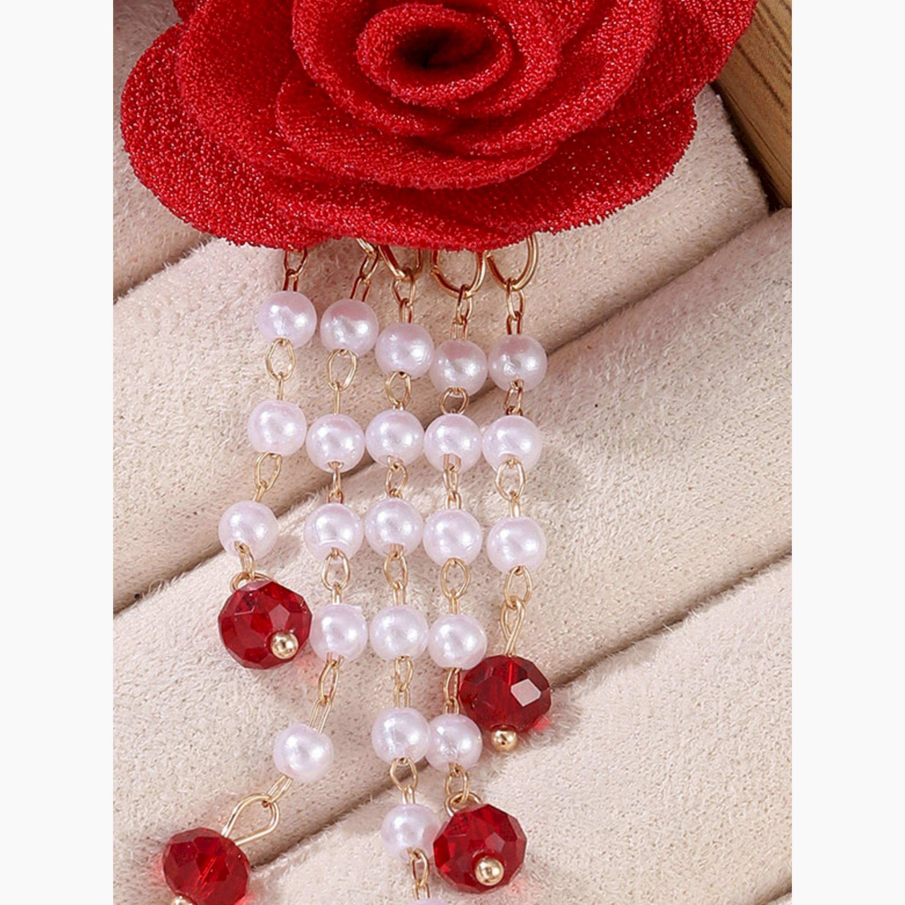 أقراط زهور بلؤلؤ صناعي وراينستون-women-watchesandjewellery-jewellery-earrings-image-3
