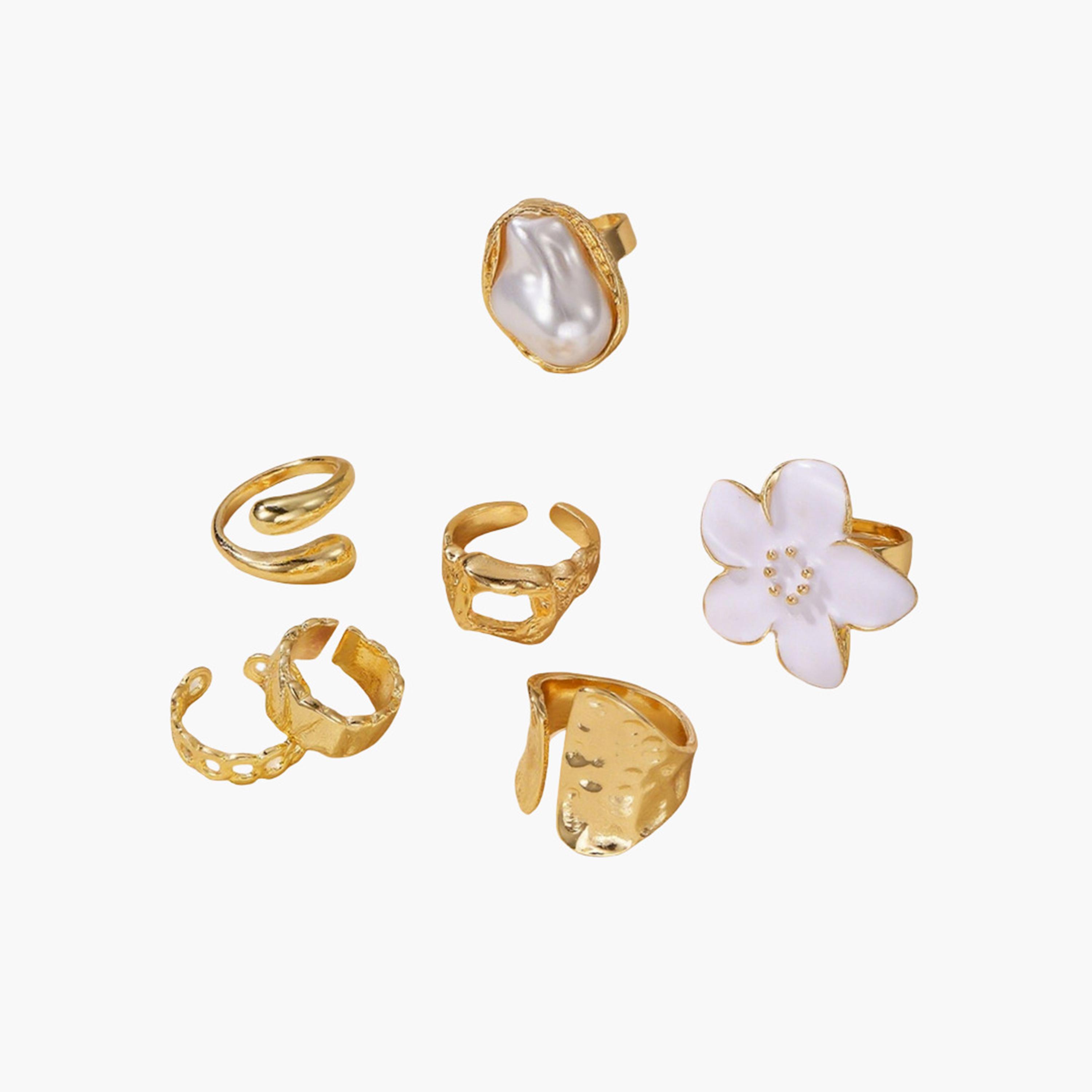 Take Two Set of 7 - 3D Flower Statement Rings-women-watchesandjewellery-jewellery-rings-image-1