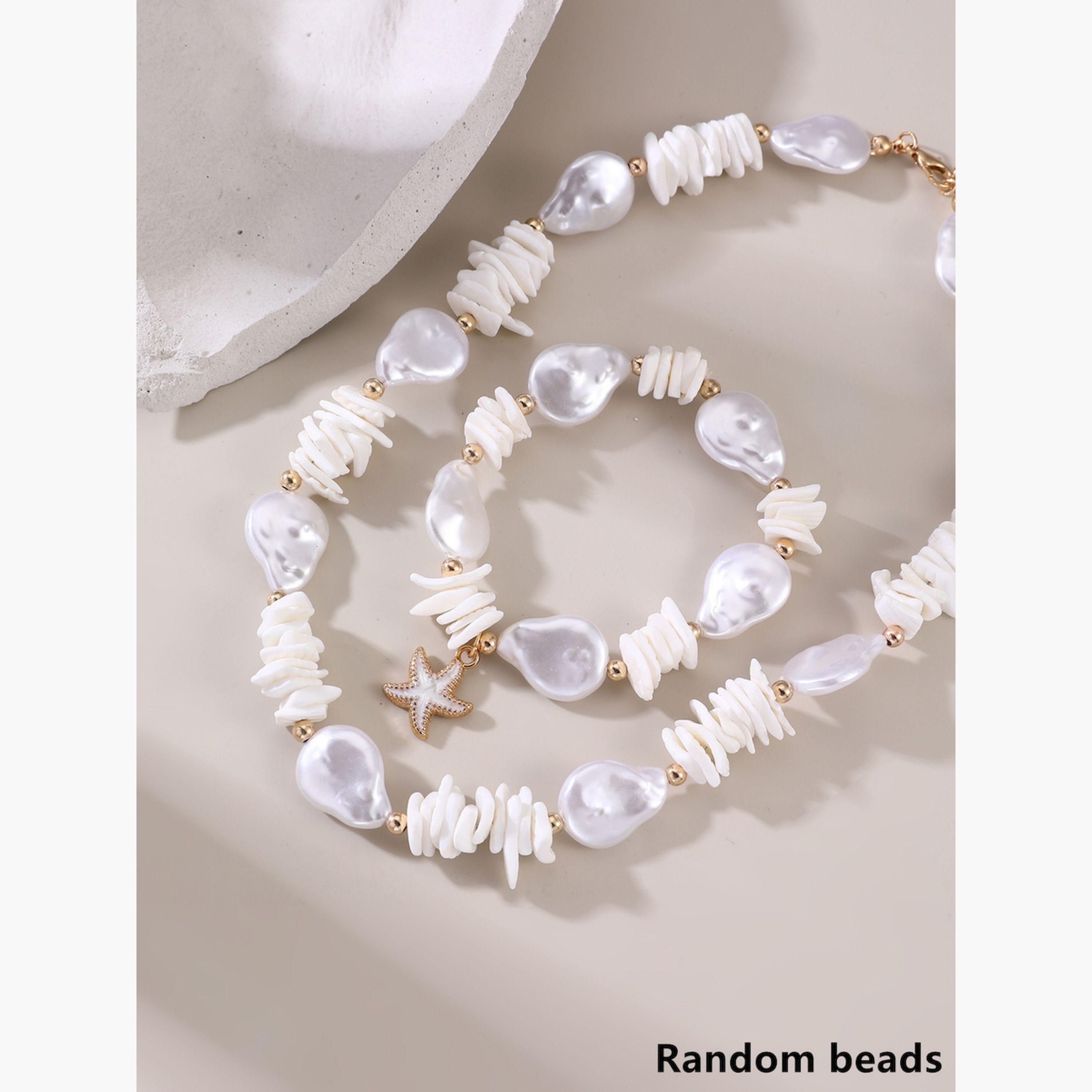 طقم مجوهرات سوار وعقد بخرز صدف-women-watchesandjewellery-jewellery-jewellerysets-image-2