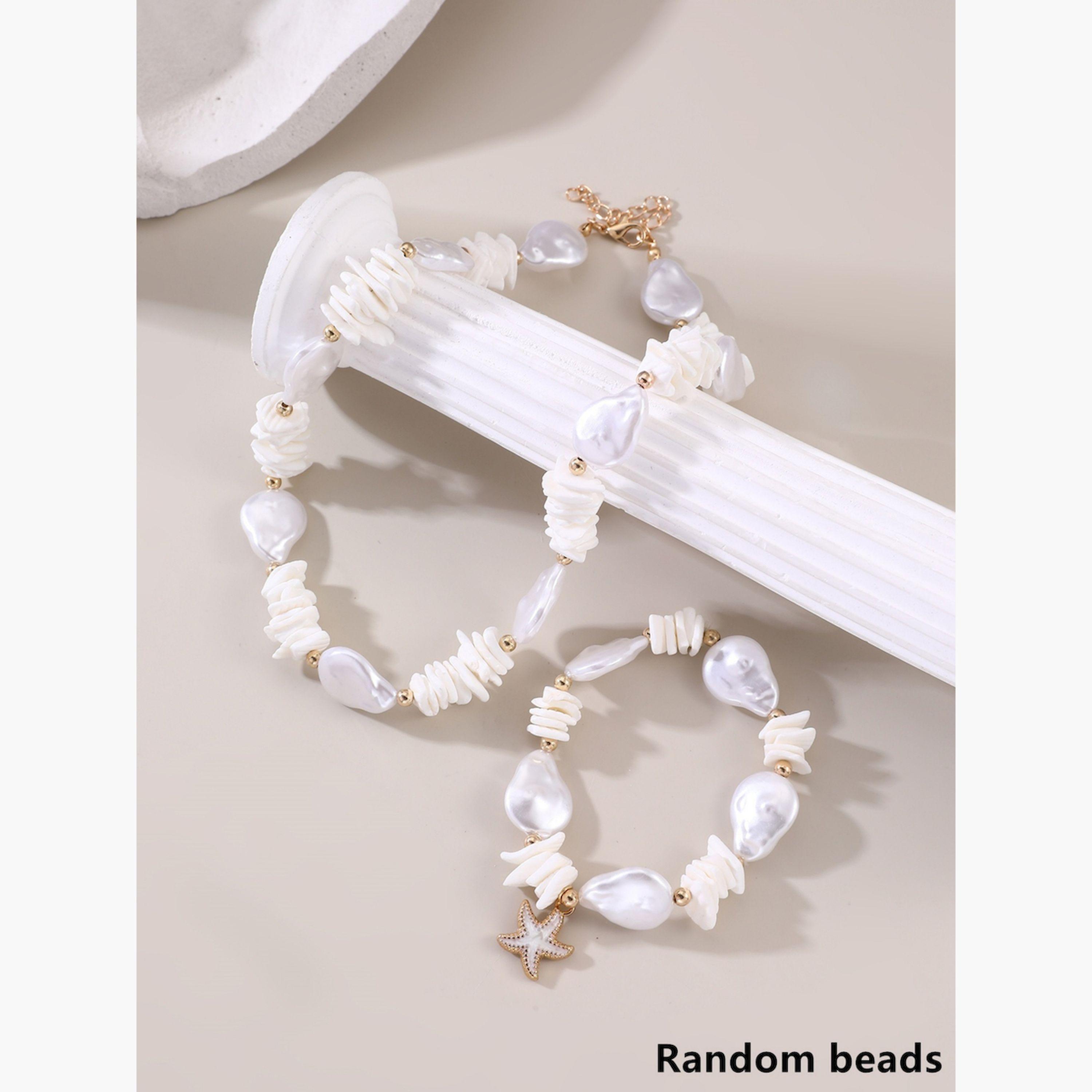 طقم مجوهرات سوار وعقد بخرز صدف-women-watchesandjewellery-jewellery-jewellerysets-image-3