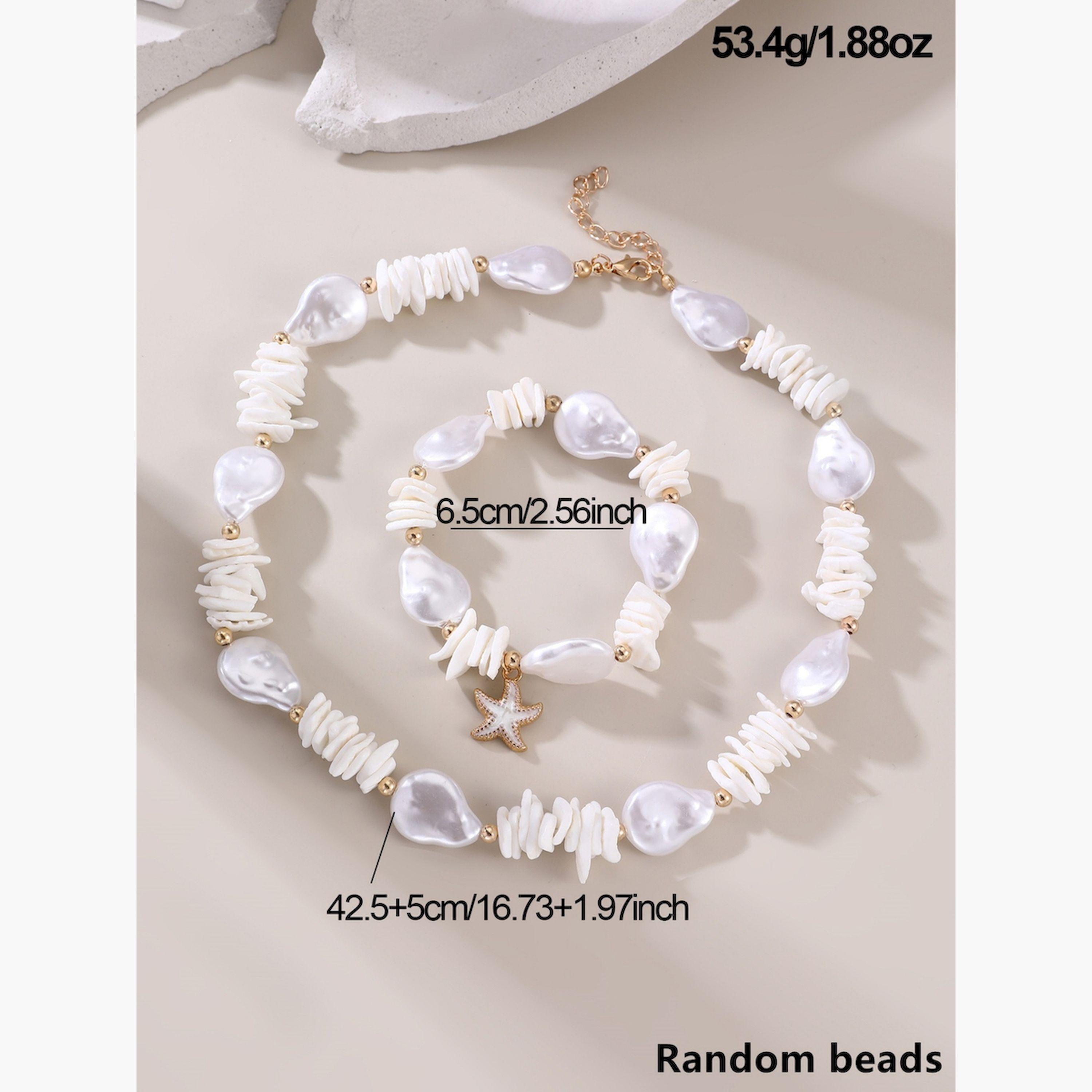 طقم مجوهرات سوار وعقد بخرز صدف-women-watchesandjewellery-jewellery-jewellerysets-image-4
