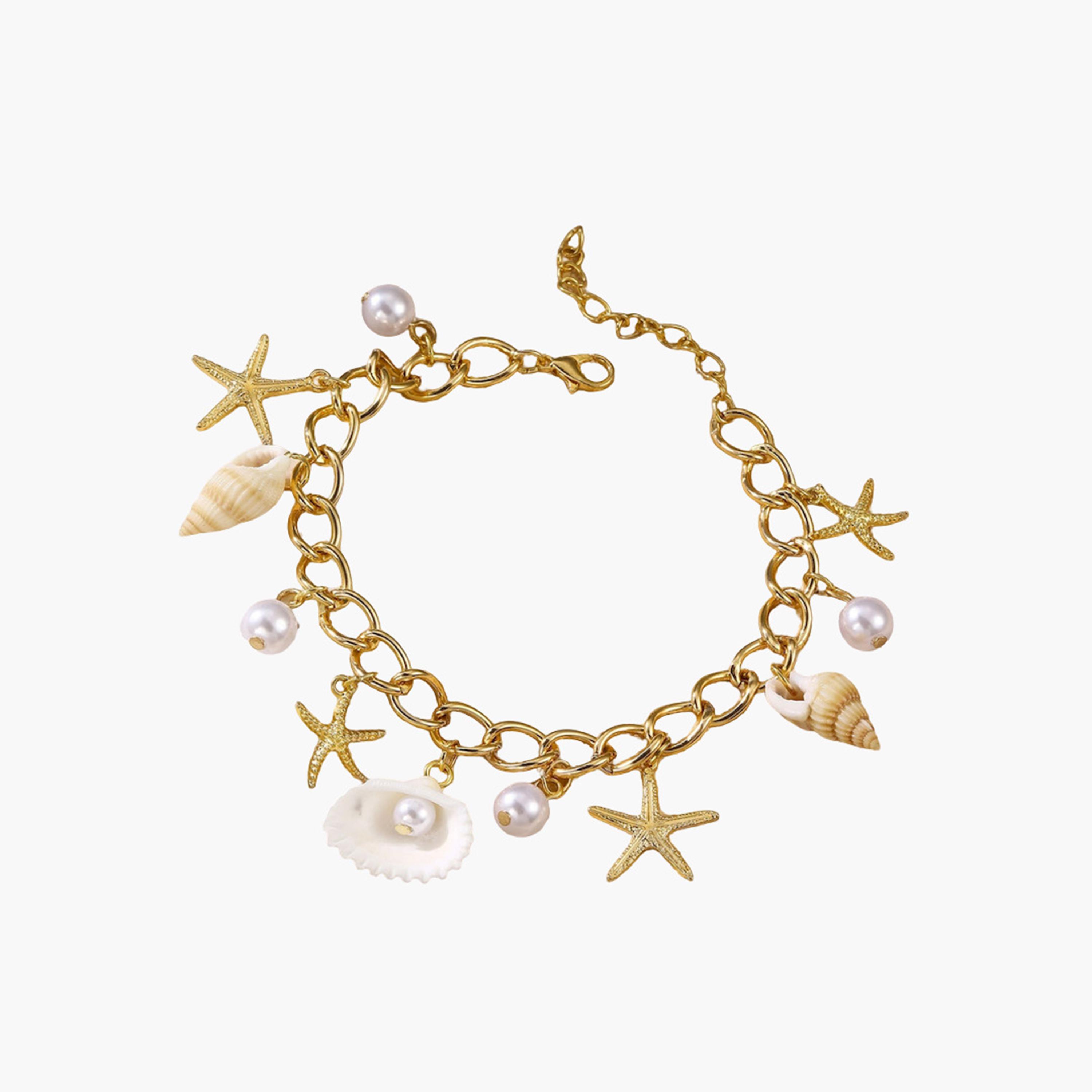 Take Two Charm Anklet with Seashell and Pearl Accents-women-watchesandjewellery-jewellery-banglesandbracelets-image-1