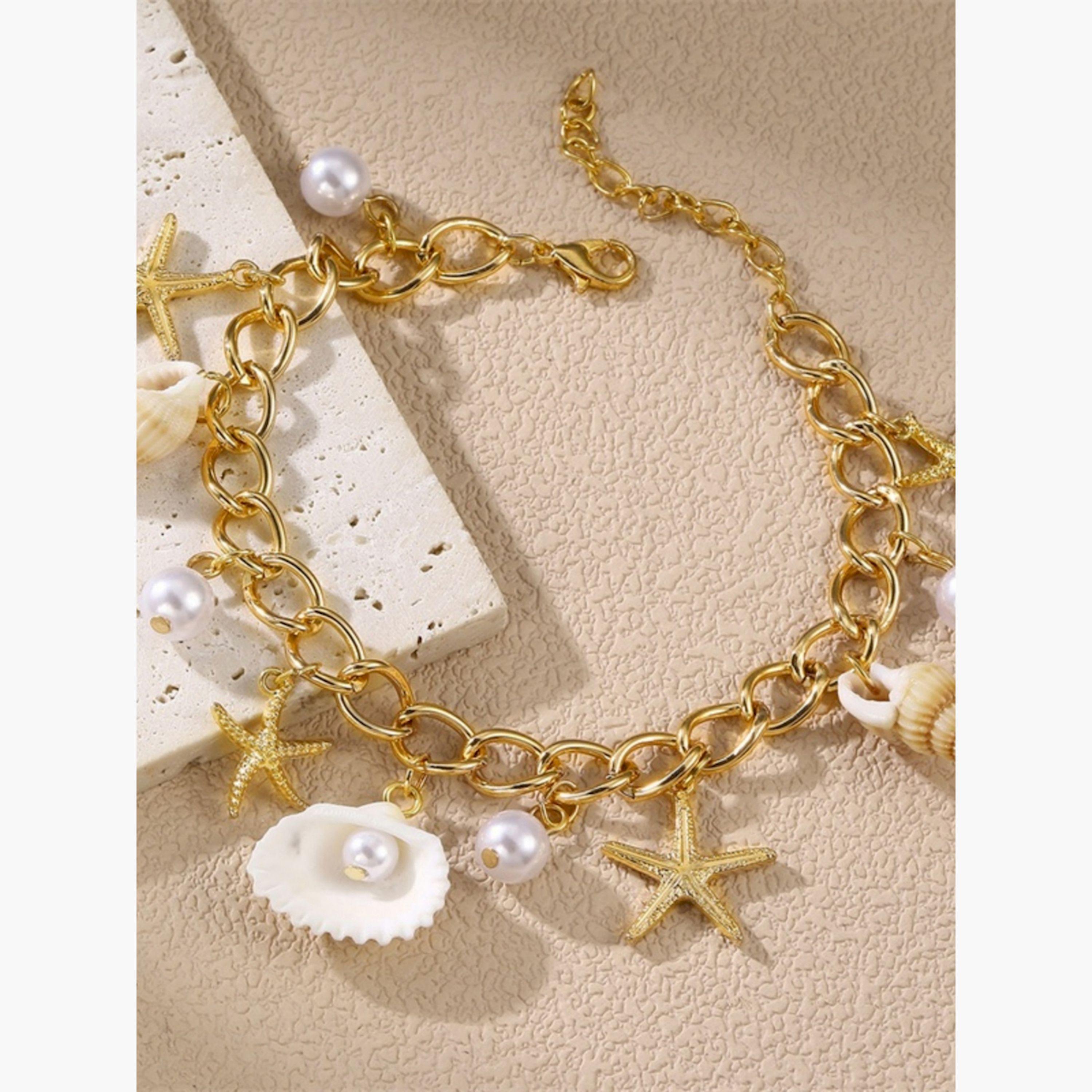 Take Two Charm Anklet with Seashell and Pearl Accents-women-watchesandjewellery-jewellery-banglesandbracelets-image-2