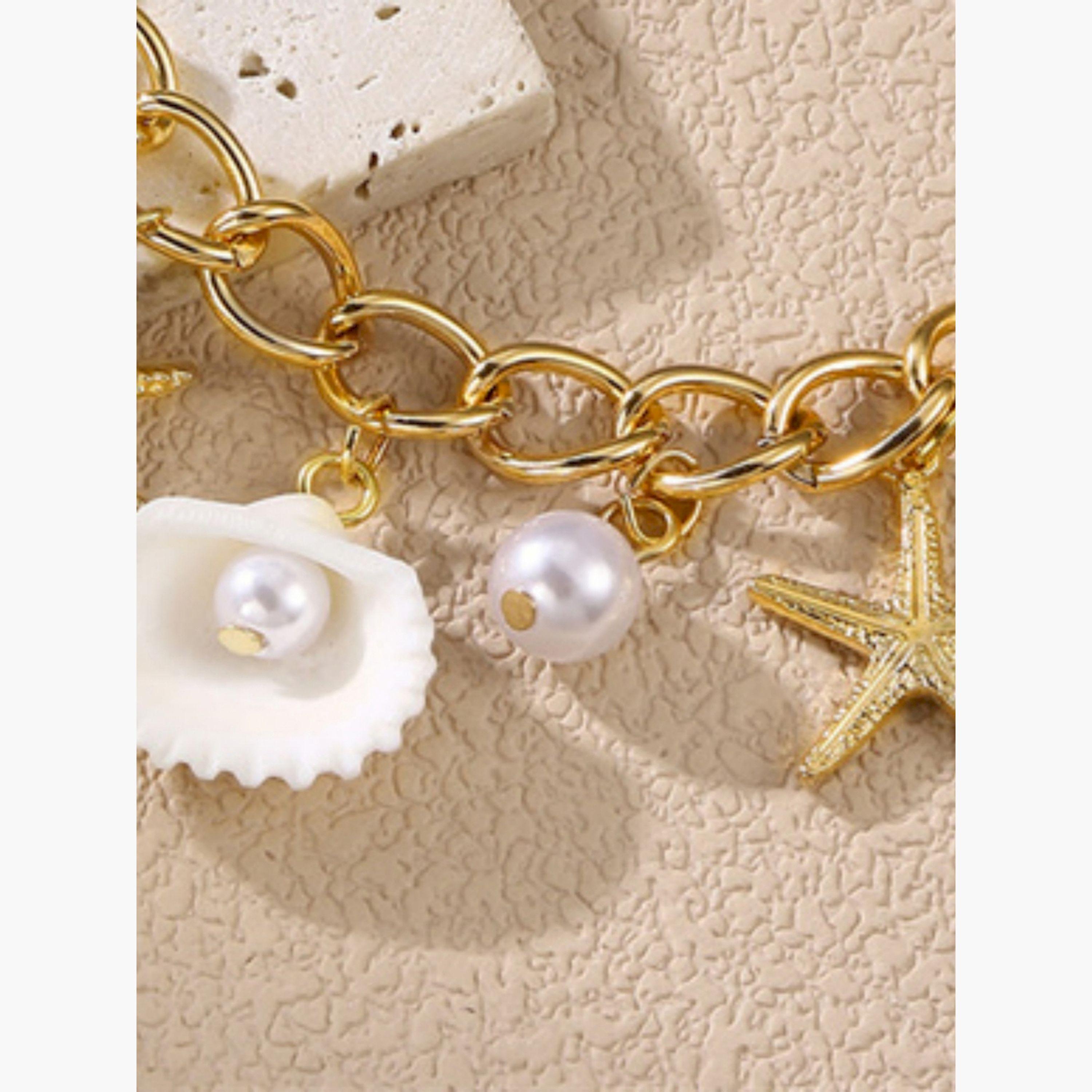 Take Two Charm Anklet with Seashell and Pearl Accents-women-watchesandjewellery-jewellery-banglesandbracelets-image-3