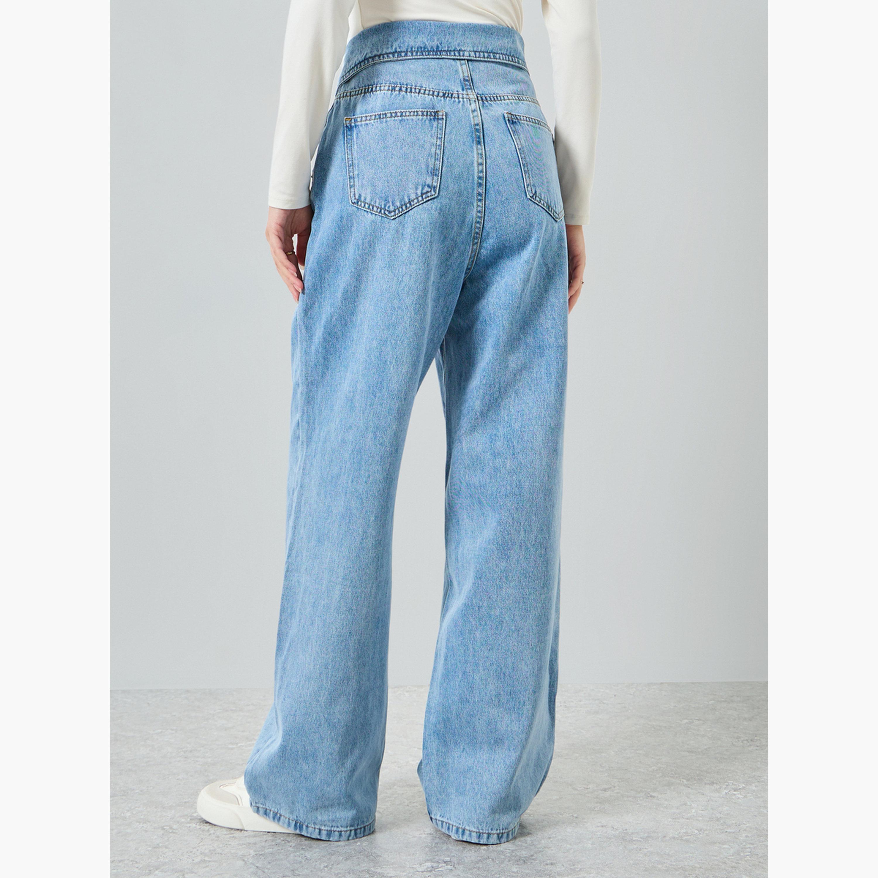ستايلي - بنطلون جينز نسائي متوسط ​​الارتفاع واسع الساقين-women-clothing-bottoms-jeans-image-3