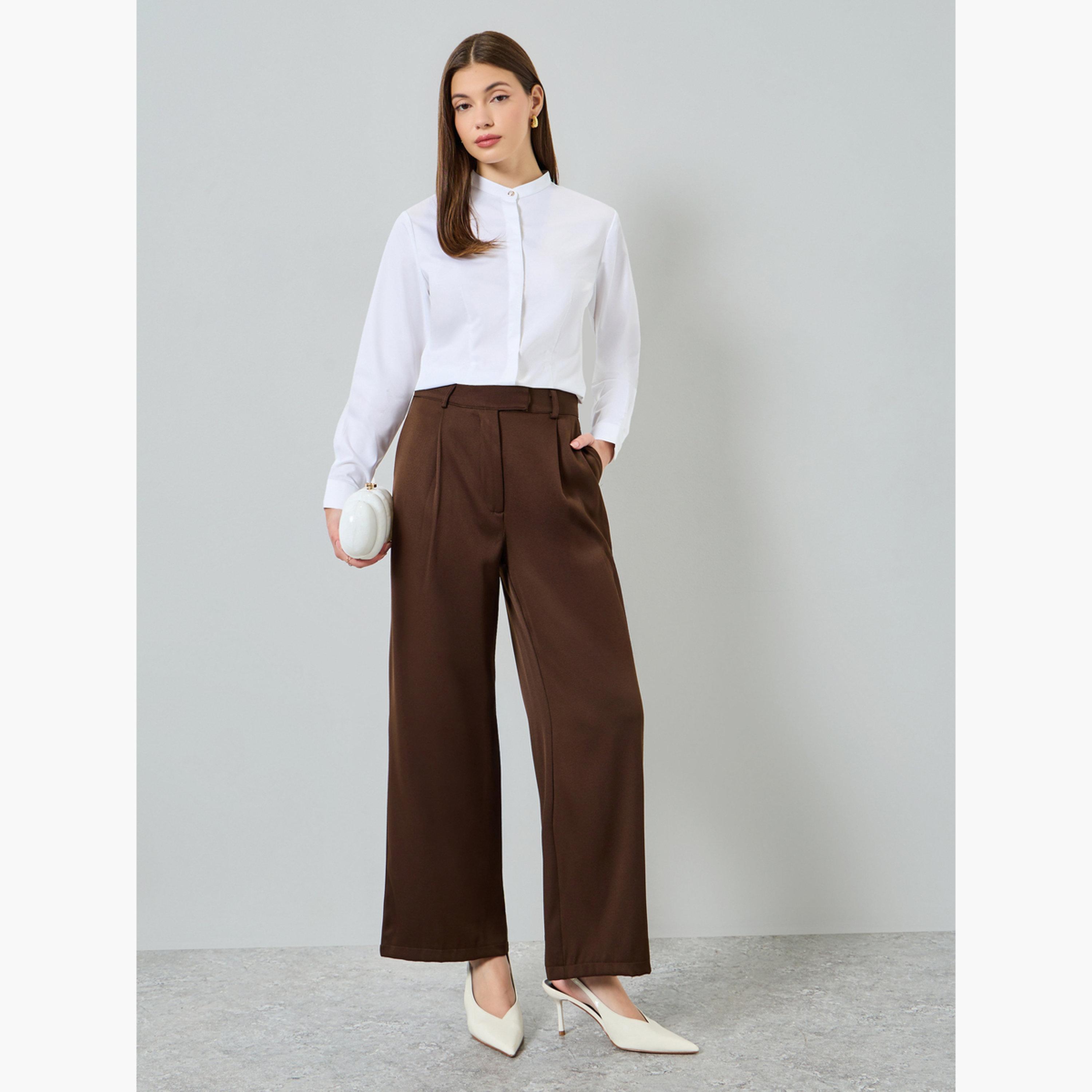 Styli White Mandarin Collar Regular Shirt-women-clothing-shirtsandblouses-shirts-image-2