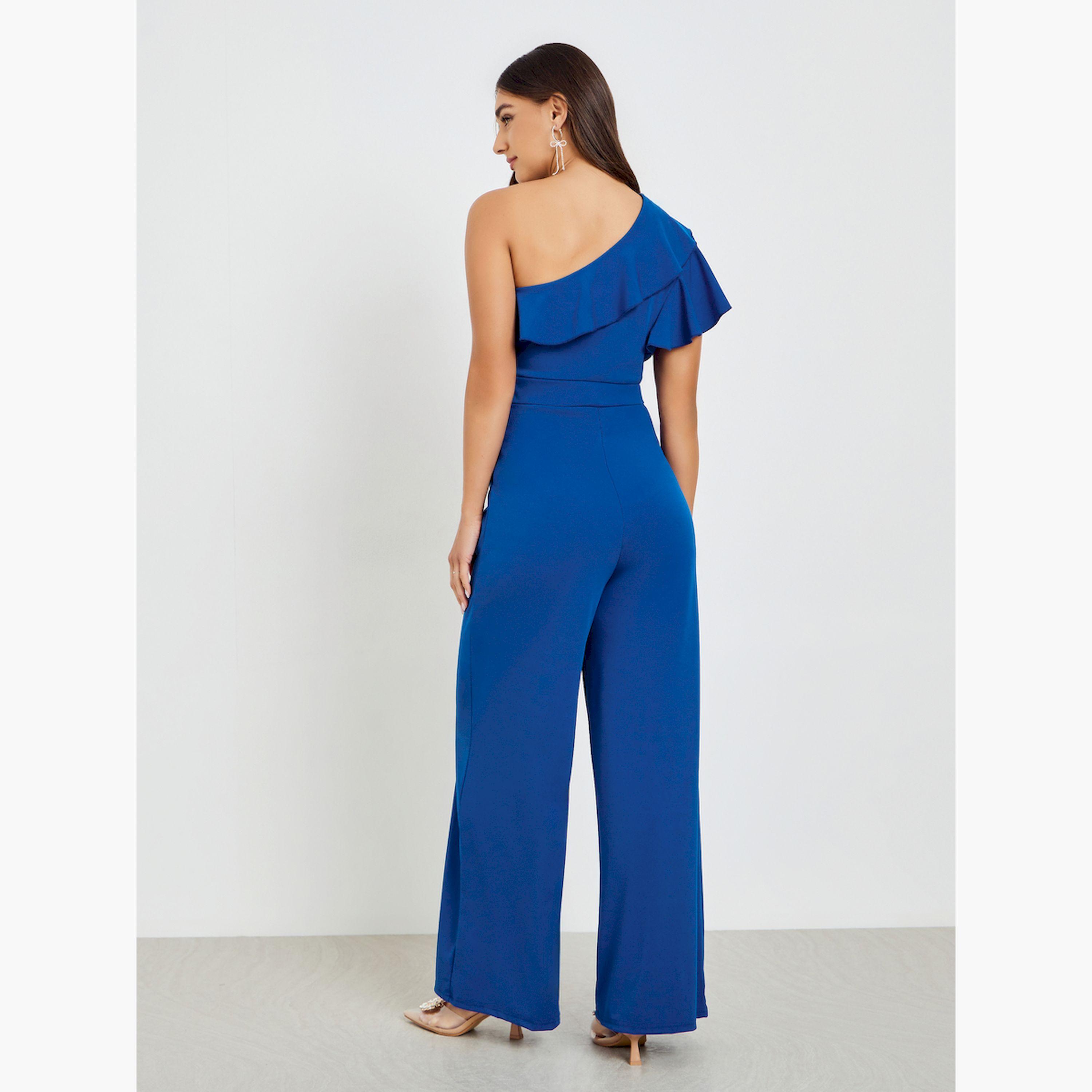 Styli Blue One Shoulder Ruffled Wide Leg Jumpsuit-women-clothing-jumpsuits-image-4