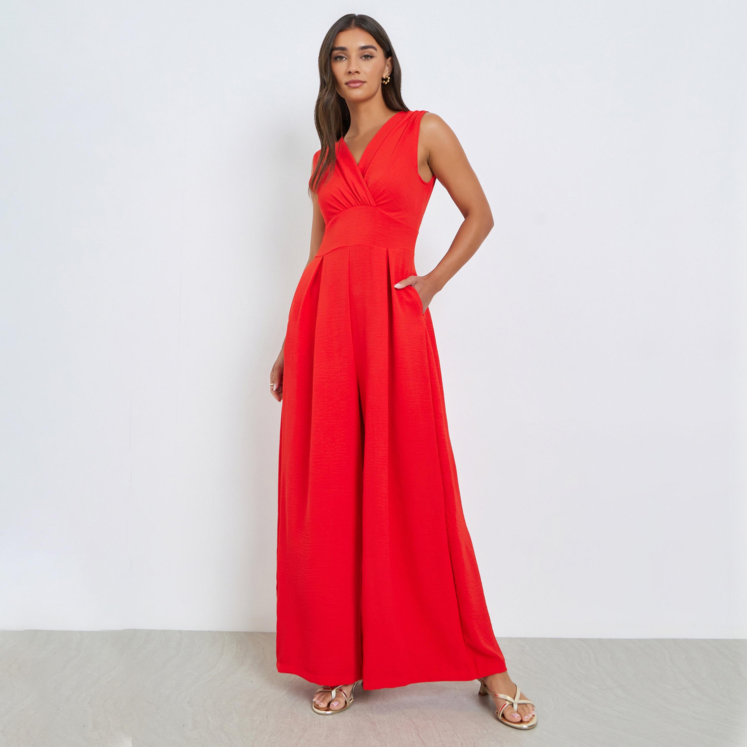 Styli Women Red Wide Leg Jumpsuit-women-clothing-jumpsuits-image-1