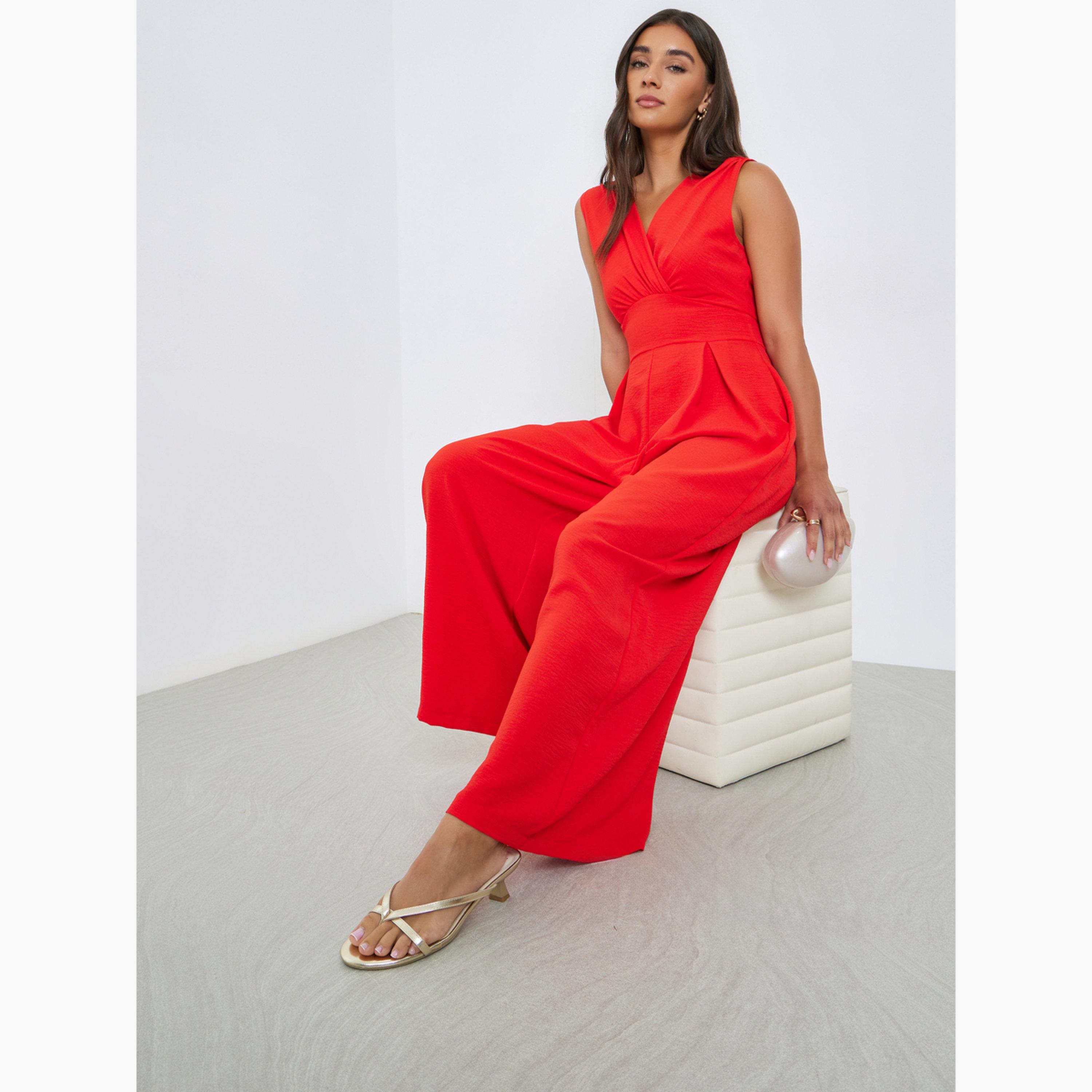 Styli Women Red Wide Leg Jumpsuit-women-clothing-jumpsuits-image-2