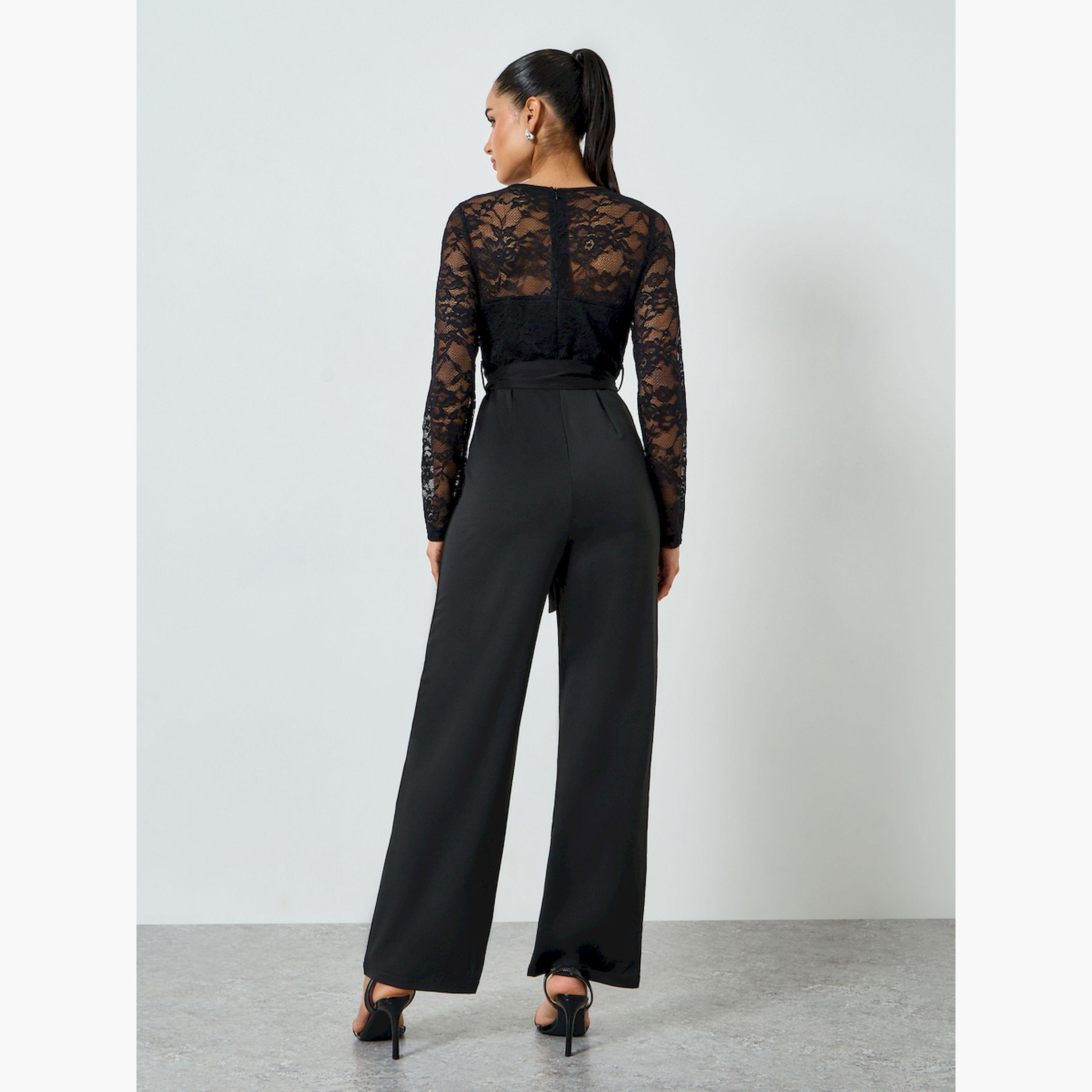 جمبسوت سهرة بأرجل مستقيمة وأكمام دانتيل-women-clothing-jumpsuits-image-4