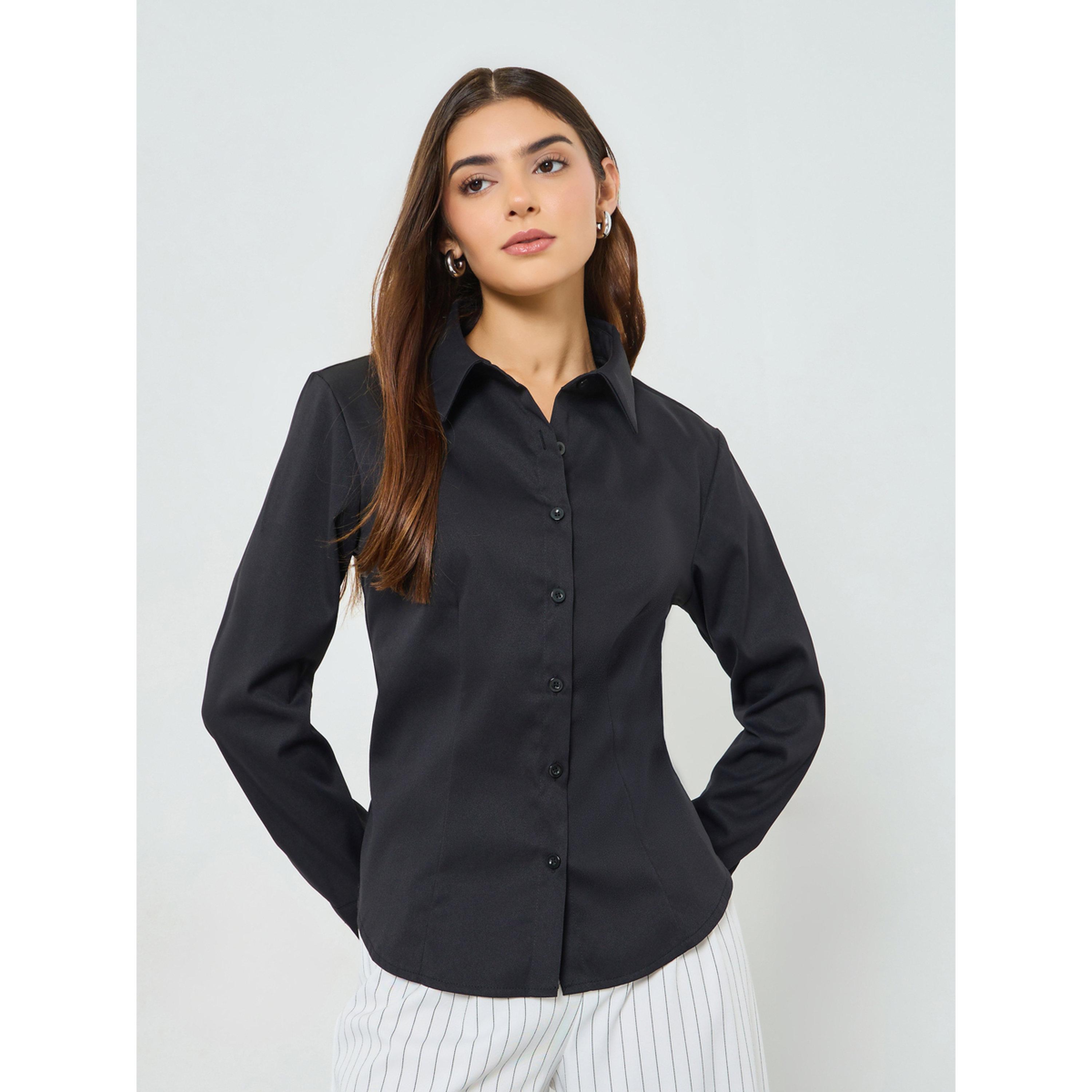 Take Two Black Long Sleeve Back Tie-Up Shirt-women-clothing-shirtsandblouses-shirts-image-1