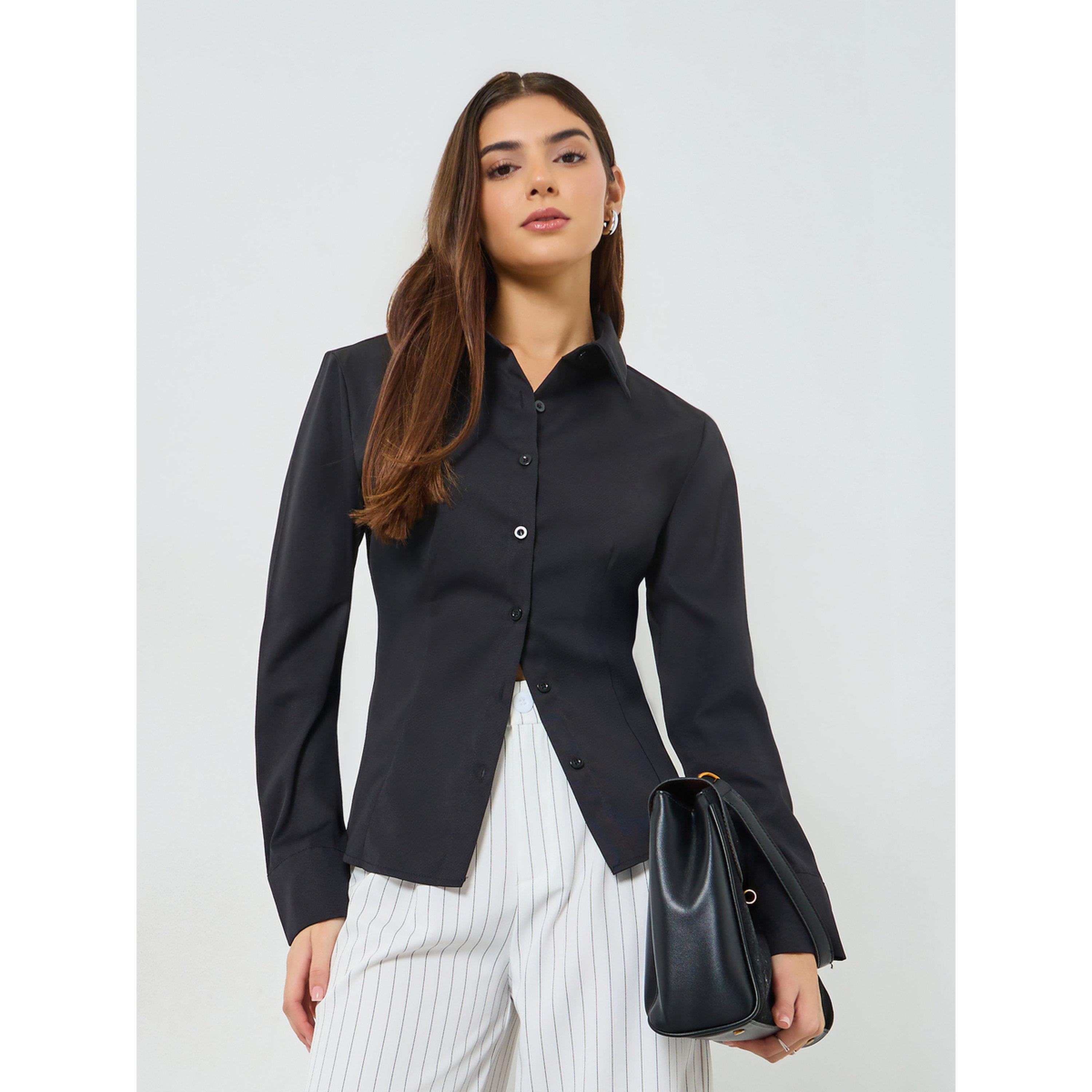Take Two Black Long Sleeve Back Tie-Up Shirt-women-clothing-shirtsandblouses-shirts-image-3