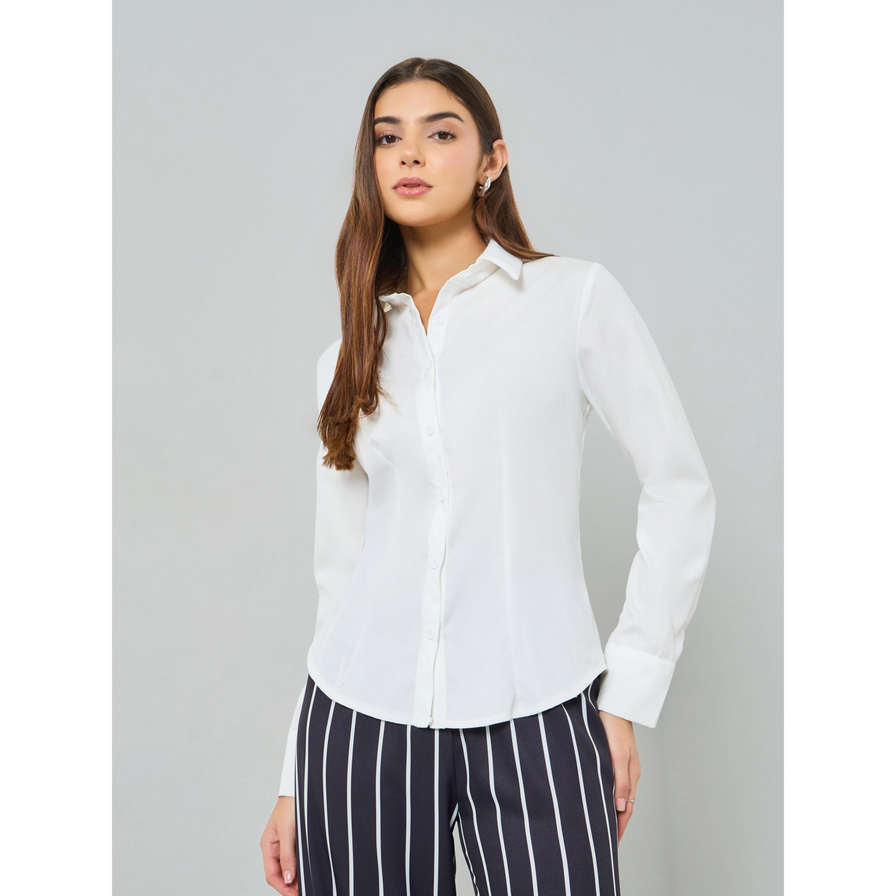 Take Two White Long Sleeve Back Tie-Up Shirt-women-clothing-shirtsandblouses-shirts-image-3