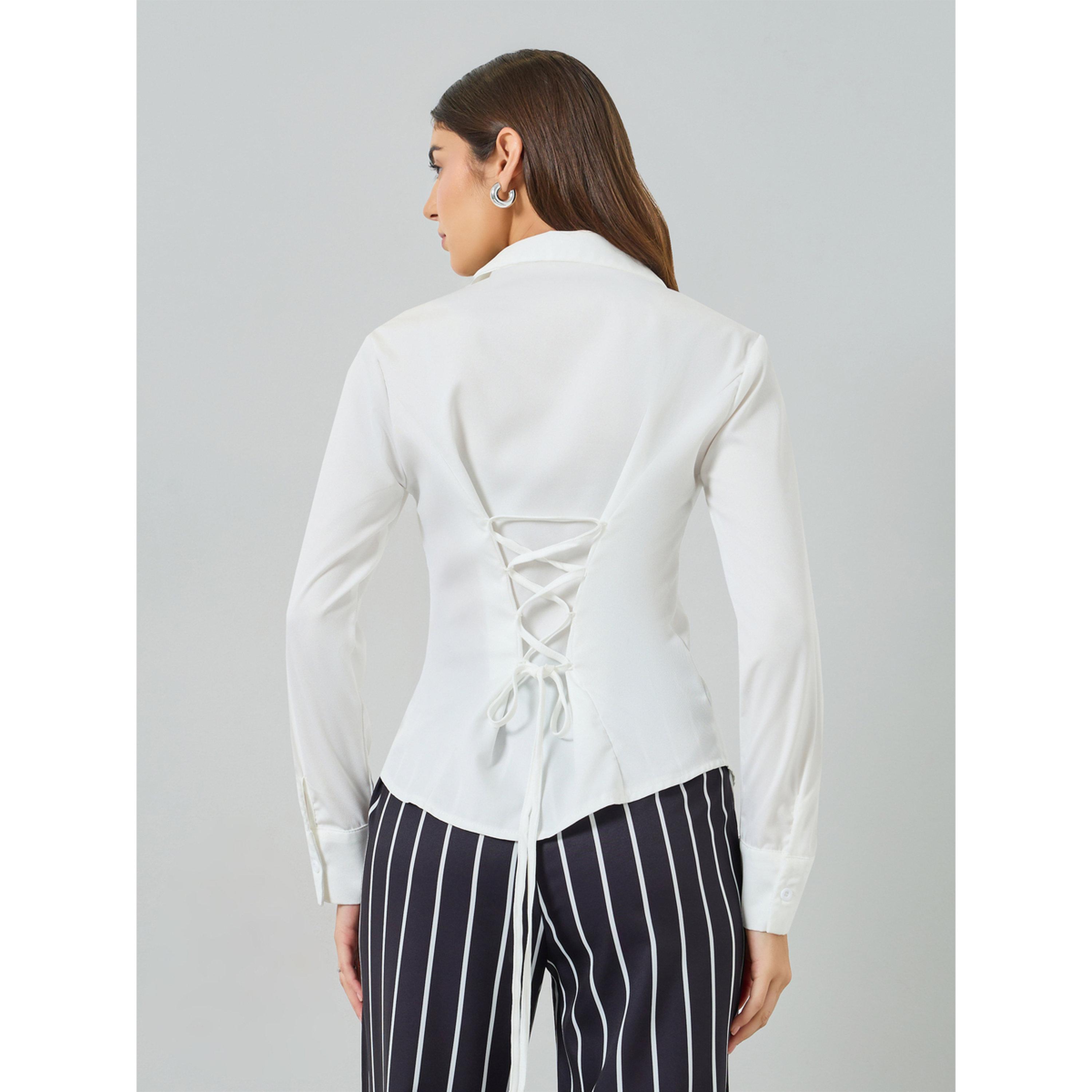 Take Two White Long Sleeve Back Tie-Up Shirt-women-clothing-shirtsandblouses-shirts-image-4
