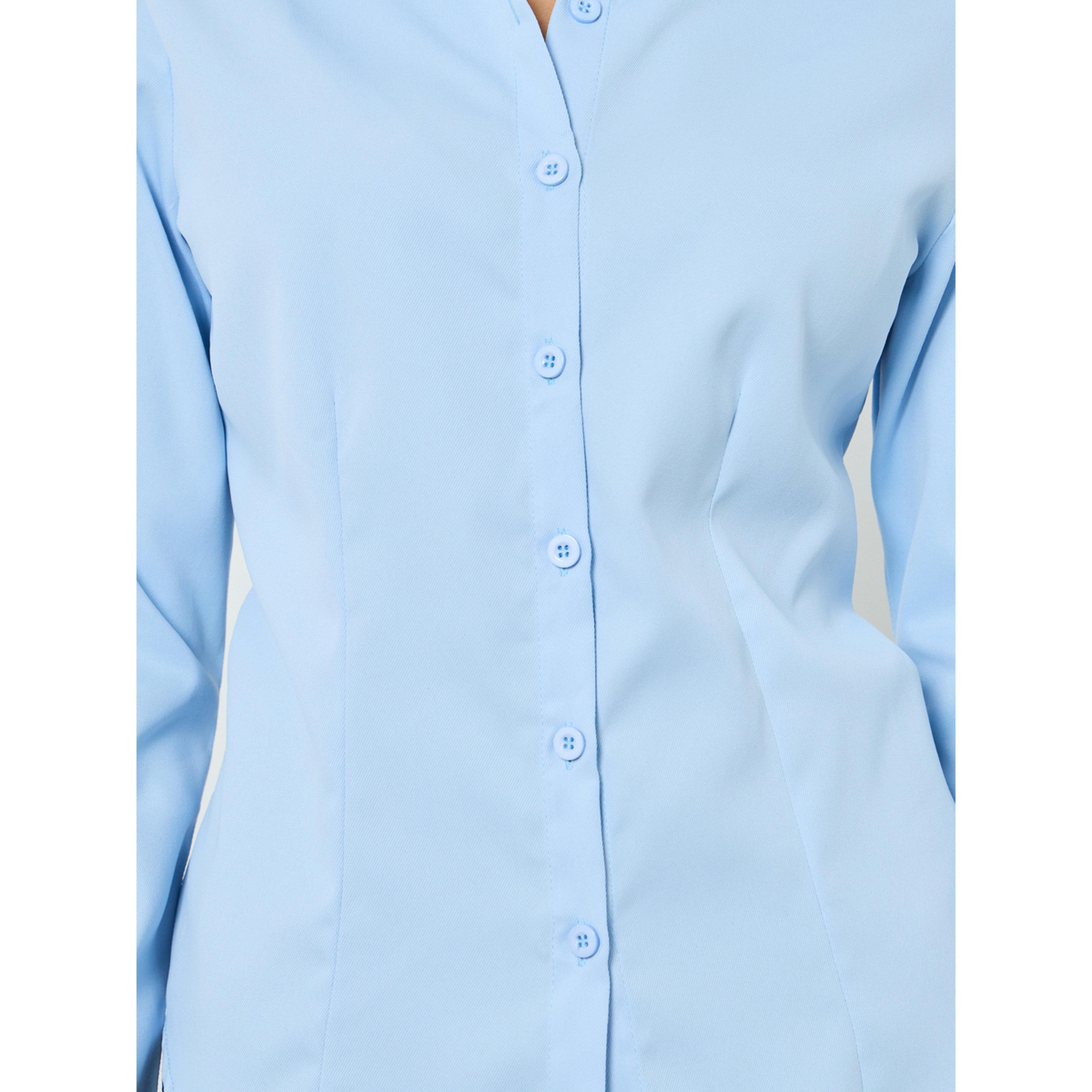 Take Two Light Blue Long Sleeve Back Tie-Up Shirt-women-clothing-shirtsandblouses-shirts-image-5