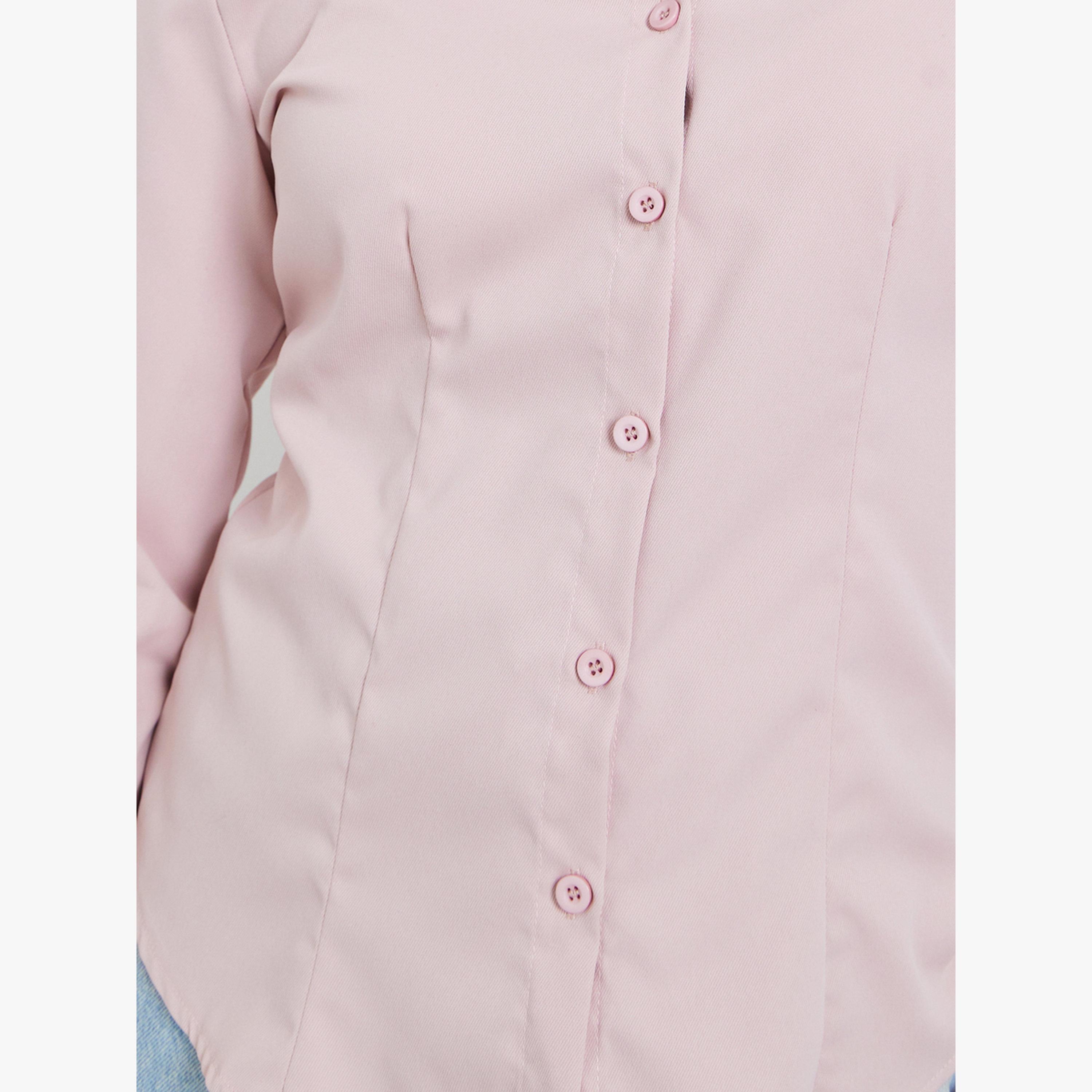 Take Two Light Pink Long Sleeve Back Tie-Up Shirt-women-clothing-shirtsandblouses-shirts-image-4