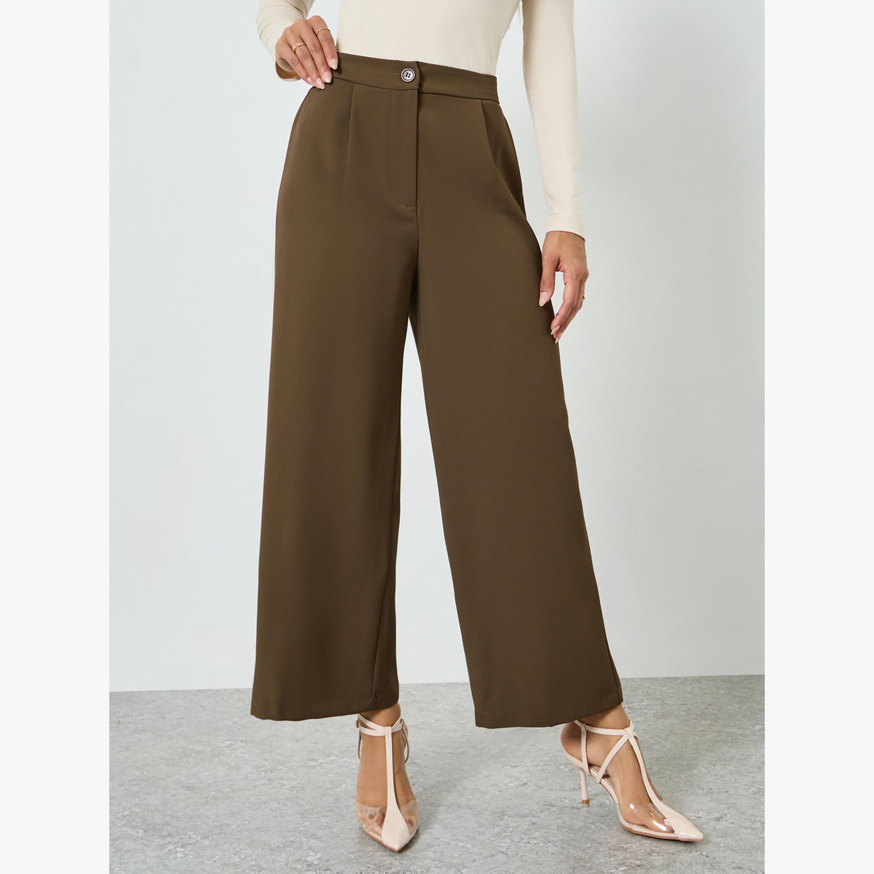 Take Two Brown High-Rise Wide Leg Trousers-women-clothing-bottoms-joggers-image-1