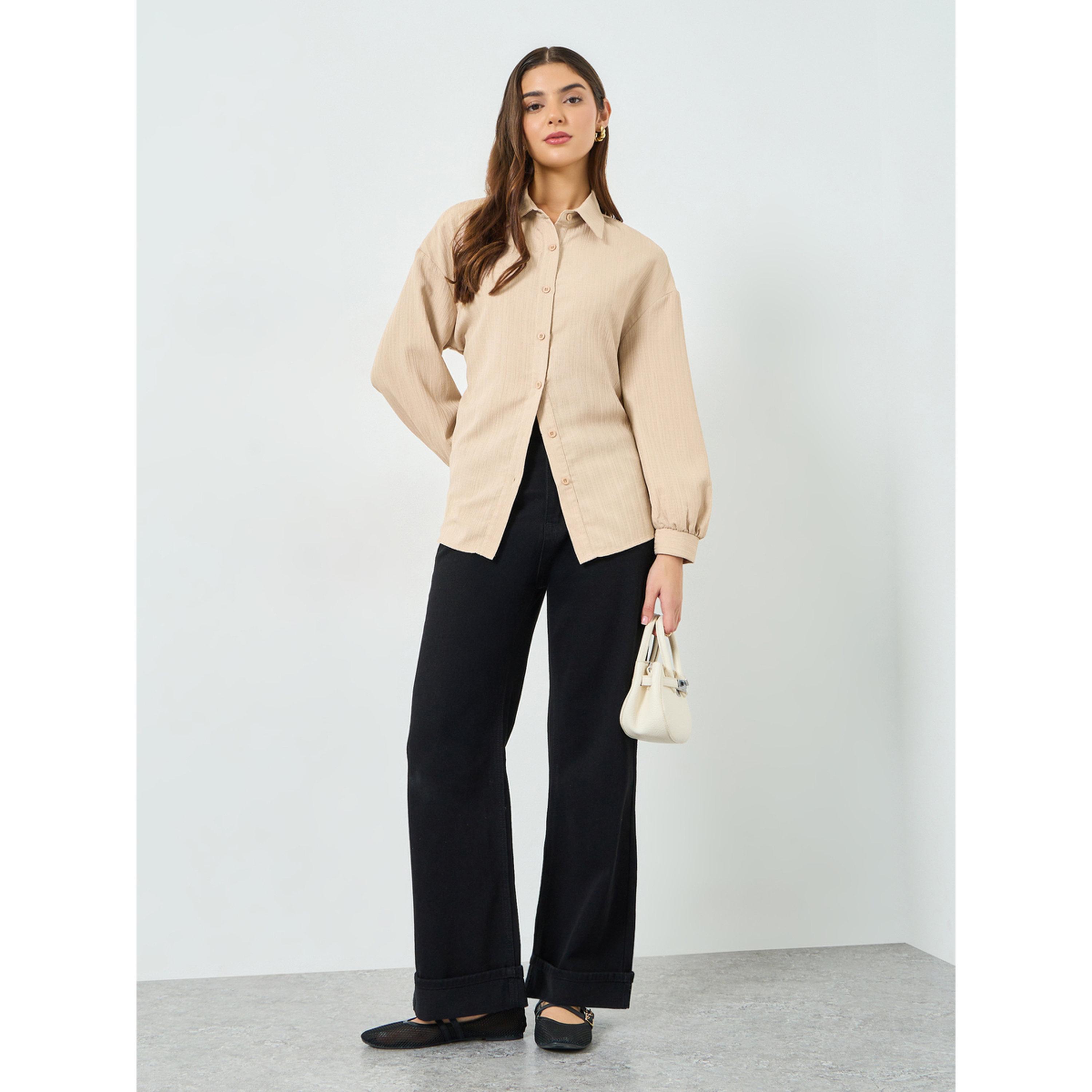 بلوزة بارزة الملمس بأكمام طويلة-women-clothing-shirtsandblouses-shirts-image-2