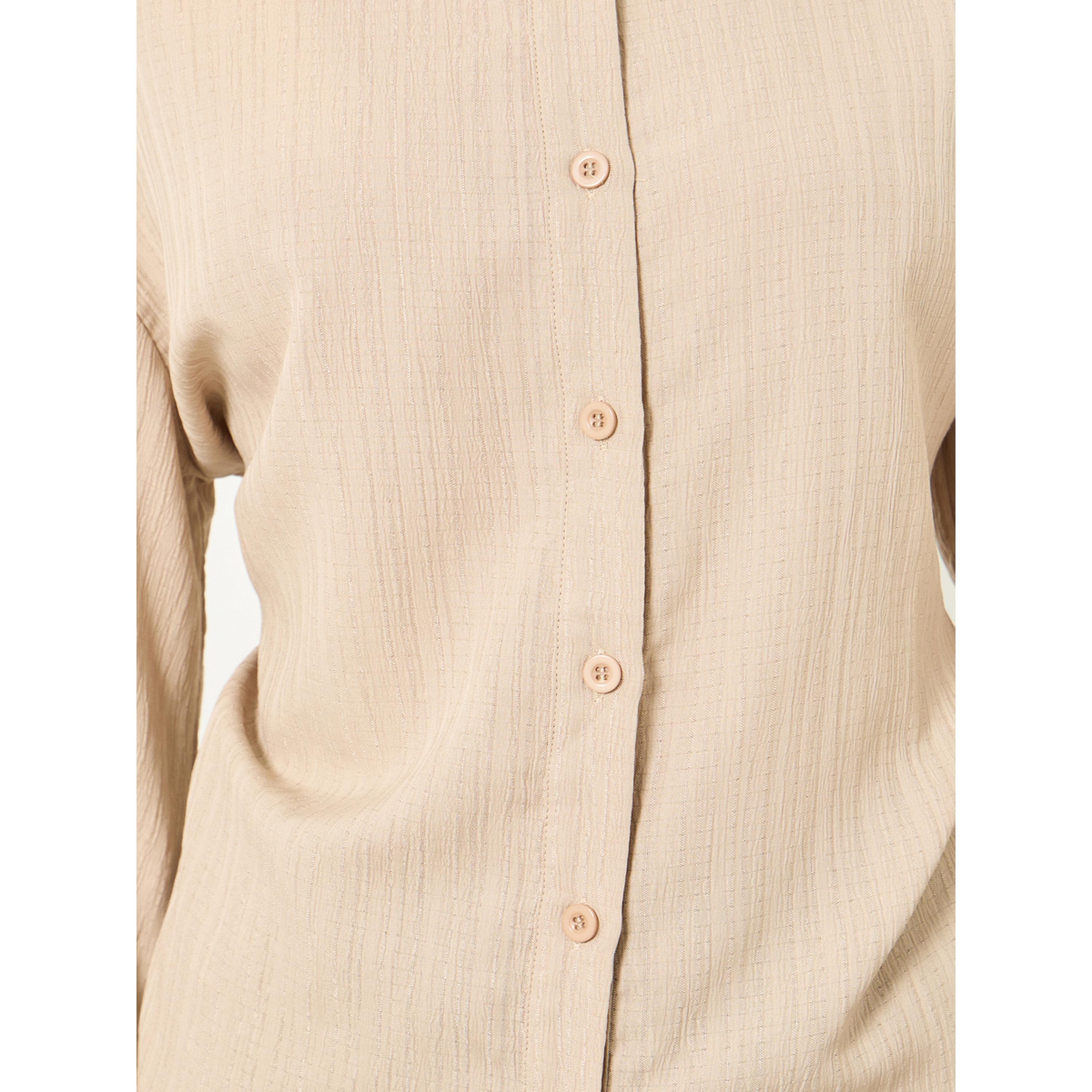 Take Two Beige Textured Long Sleeve Shirt-women-clothing-shirtsandblouses-shirts-image-5