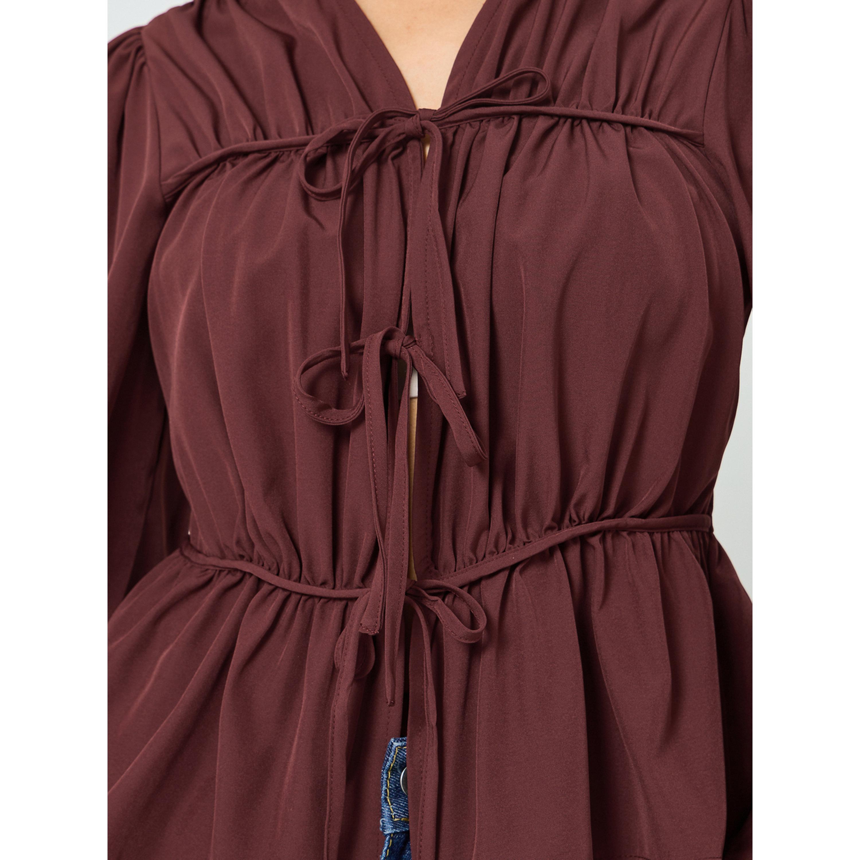 Take Two Burgundy Tie-Neck Peplum Top-women-clothing-shirtsandblouses-blouses-image-4