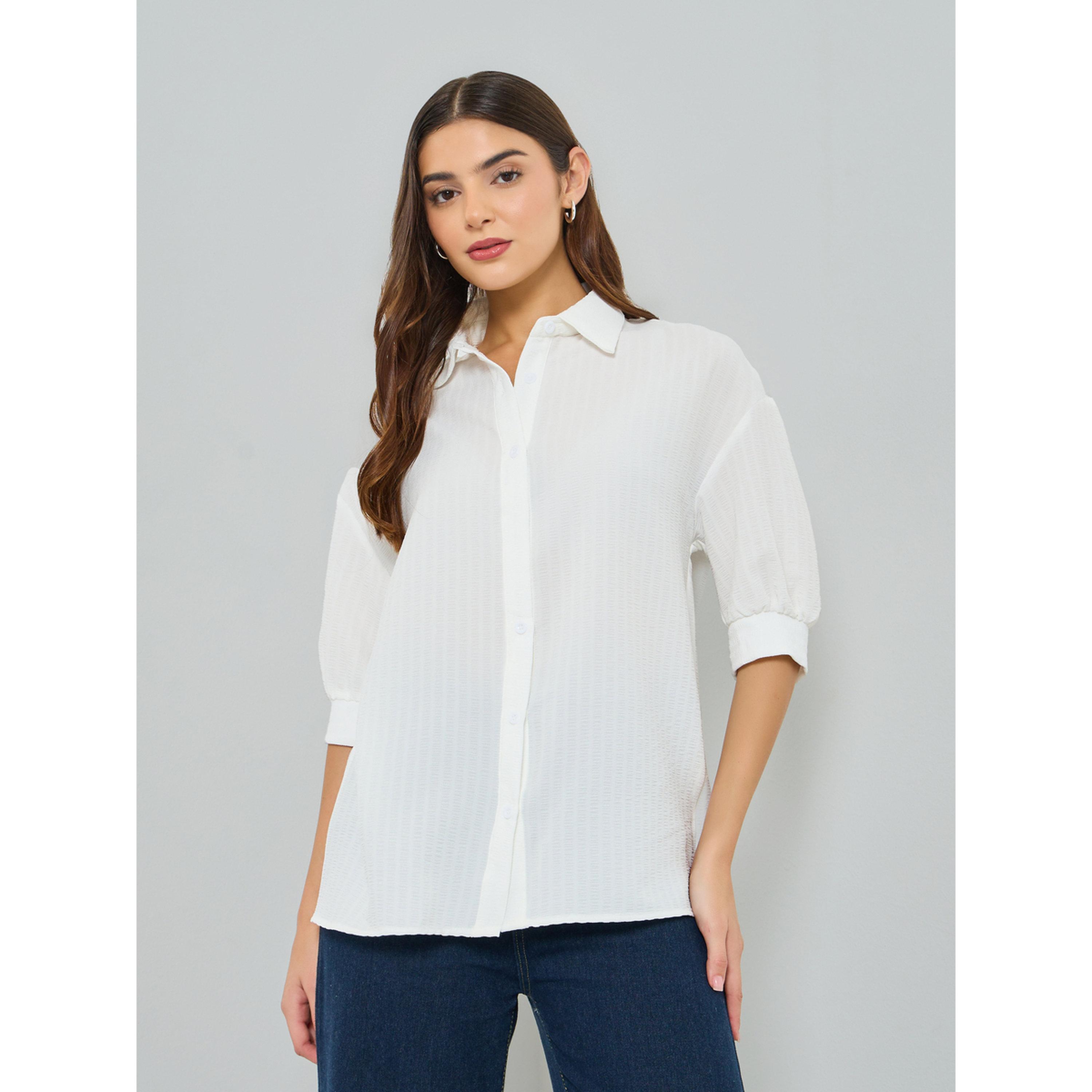 Take Two White Textured Long Sleeve Shirt-women-clothing-shirtsandblouses-shirts-image-3