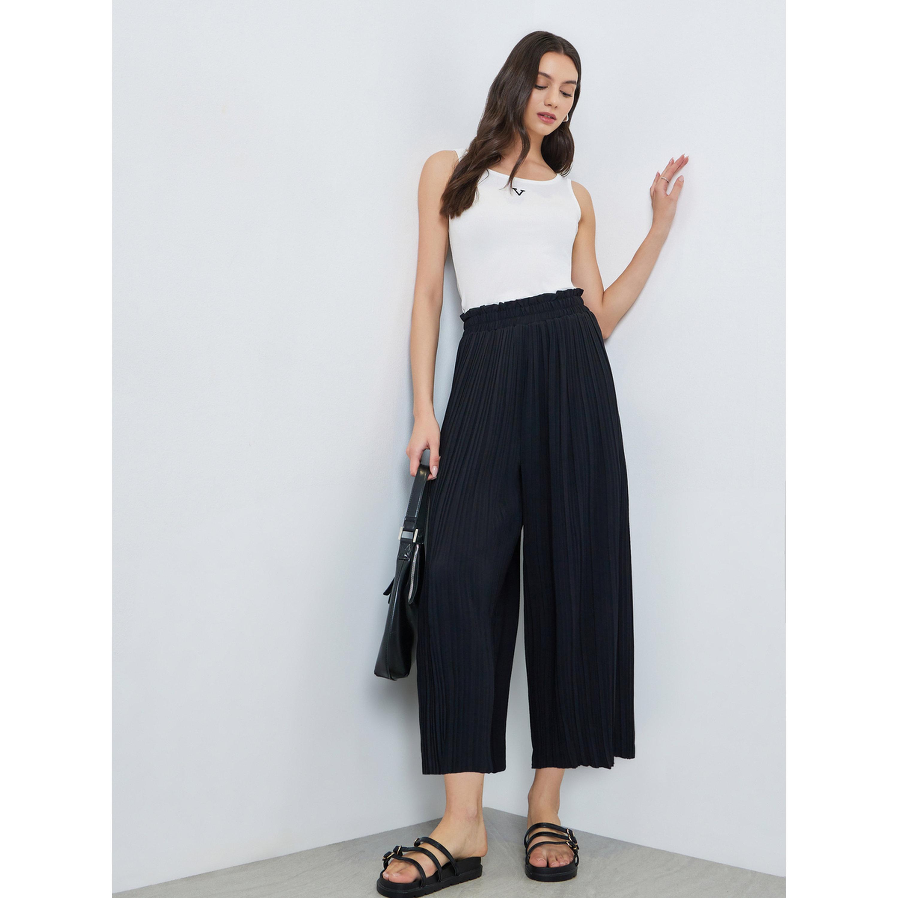Take Two Black Pleated Wide Leg Pants-women-clothing-bottoms-joggers-image-2