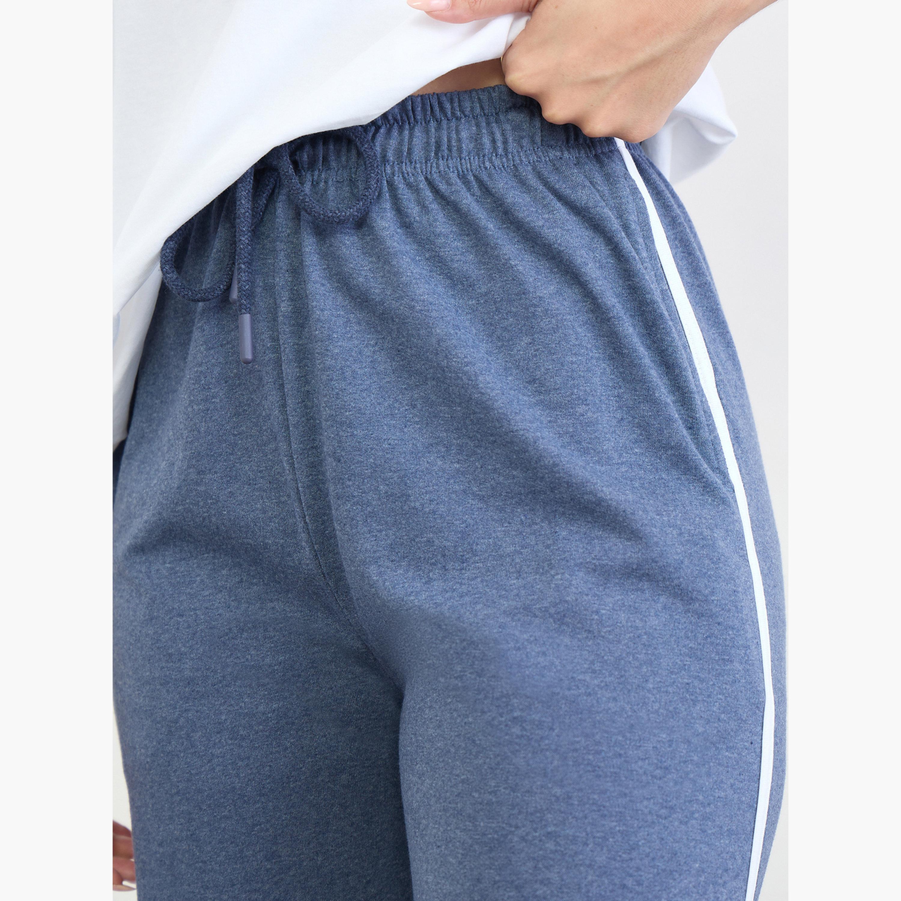 Styli Blue Striped Wide Leg Joggers-women-clothing-joggers-image-3