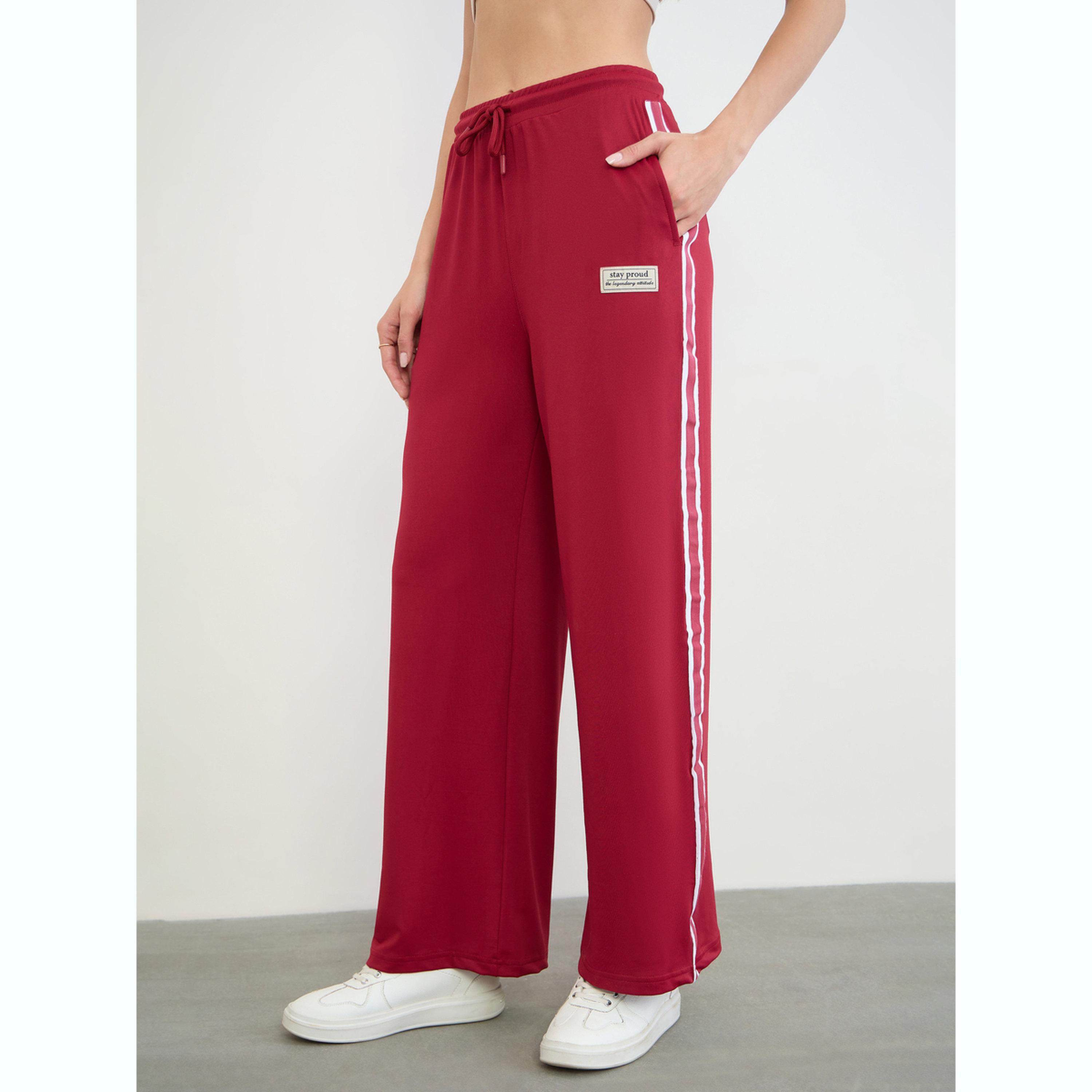 جوغر بأرجل واسعة وتفاصيل شارة-women-clothing-bottoms-joggers-image-1