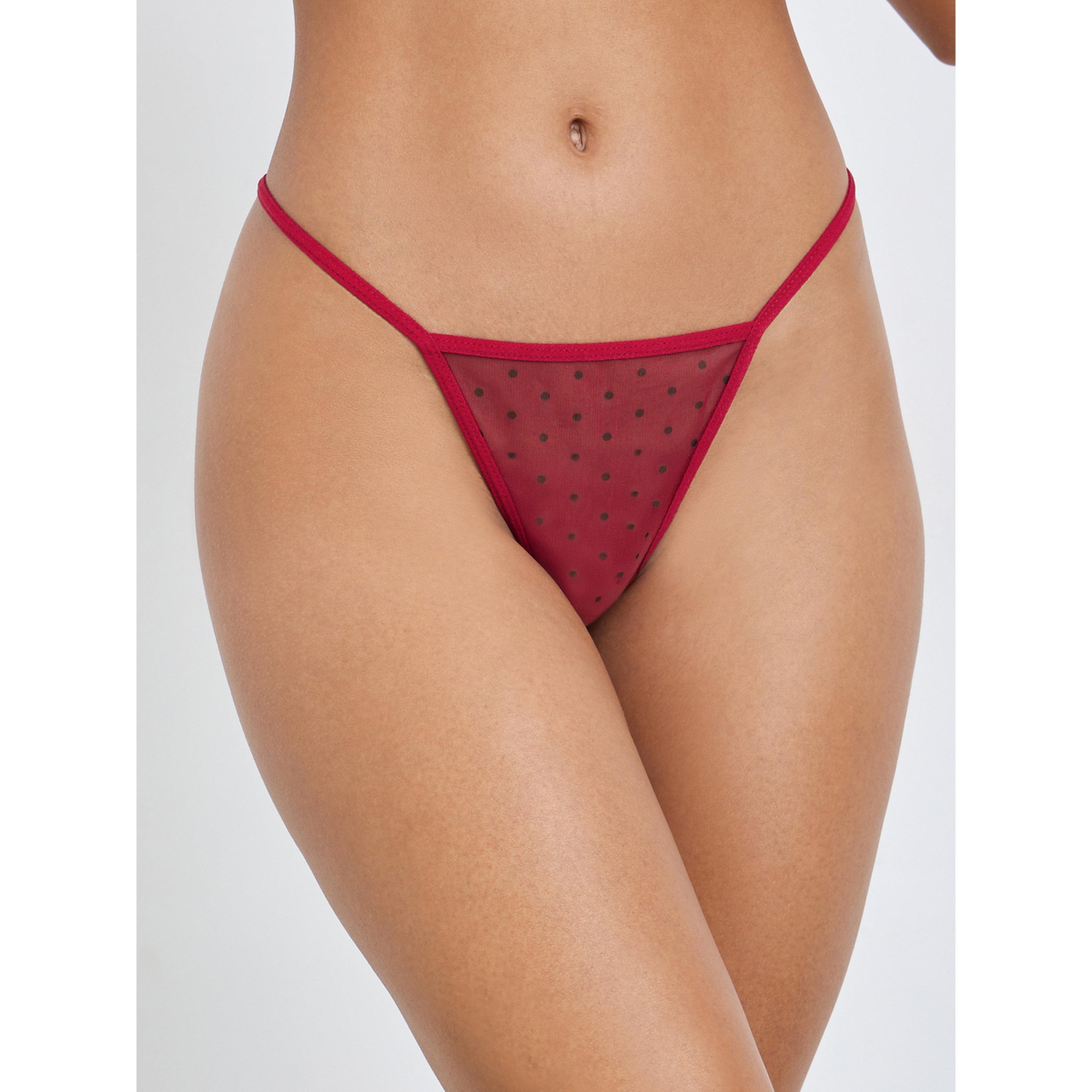 Styli Burgundy Polka Dot Lace Babydoll with Brief Set-women-clothing-lingerie-babydollsandbodysuits-image-4