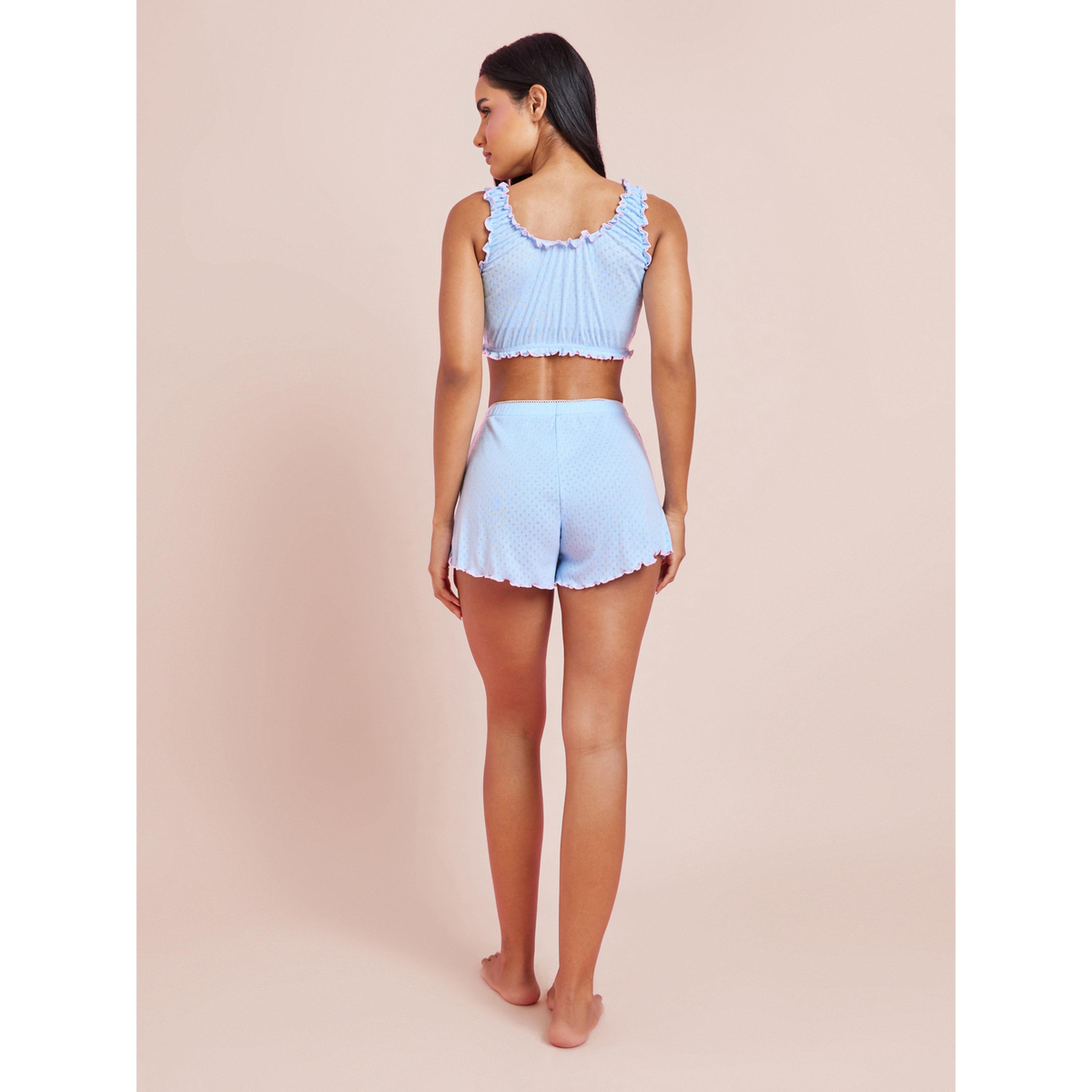 Styli Light Blue Pointelle Bra and Shorts Set-women-clothing-lingerie-lingeriesets-image-3