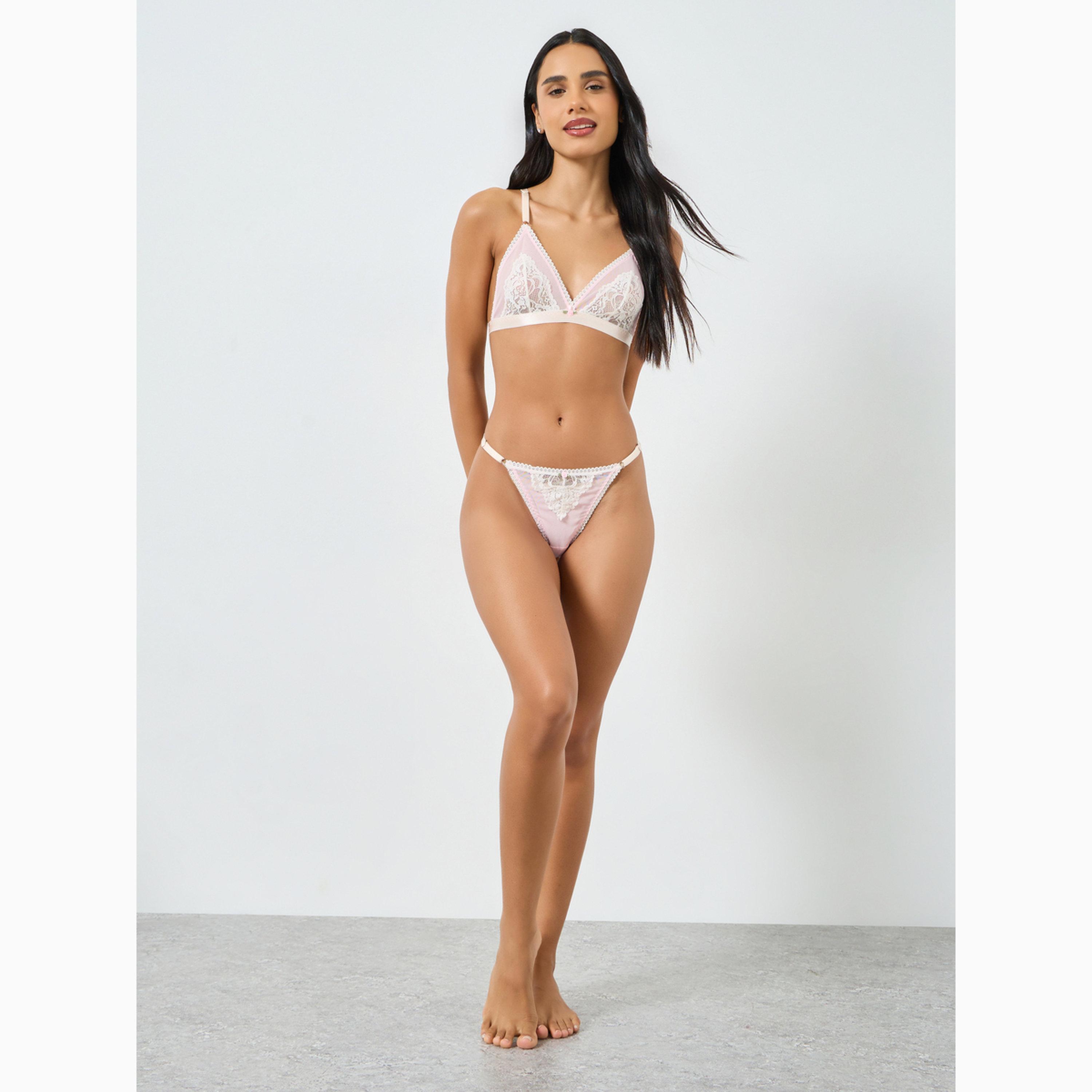 Styli Lace and Mesh Non-Padded Non-Wired Bra and Briefs Set-women-clothing-lingerie-lingeriesets-image-2